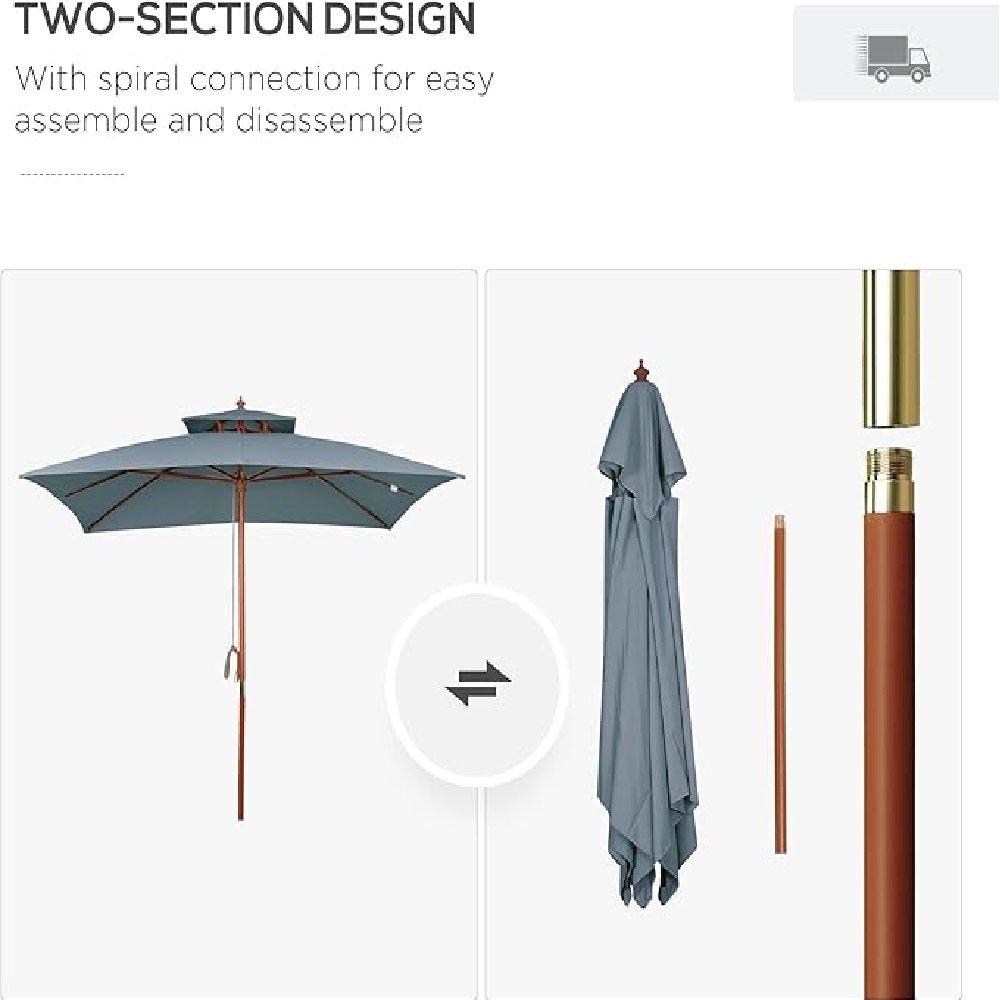 Dark Grey - Outsunny - 3 x 3 metre Patio Parasol - 7