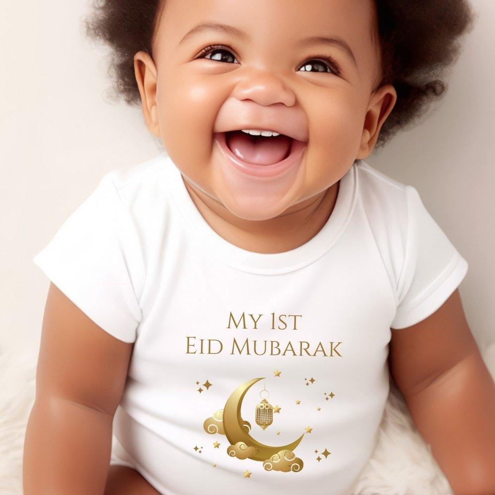 White - Aye Do Gifts - My 1st Eid Mubarak Baby Vest 7460-BBYvest - 1