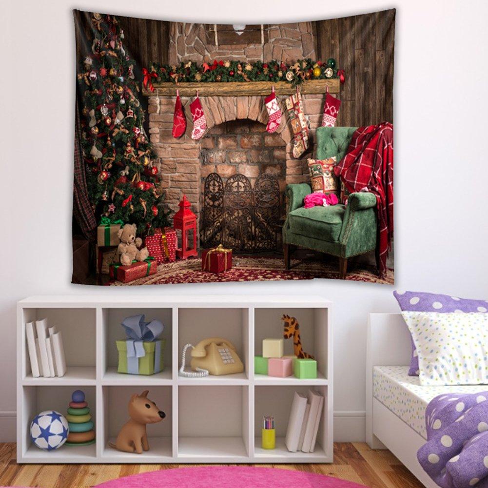 Multi - LIFE IDEAS - Christmas Fireplace Tapestry Wall Hanging - 2