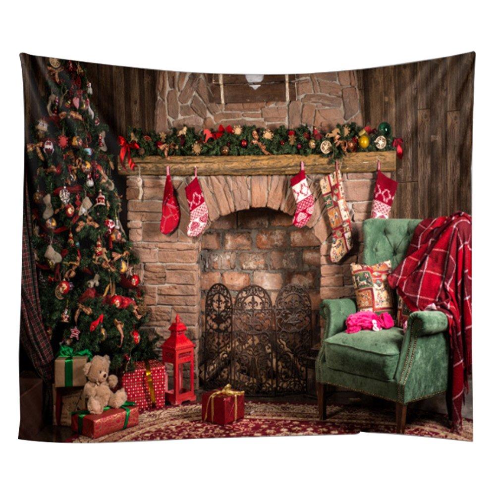 Multi - LIFE IDEAS - Christmas Fireplace Tapestry Wall Hanging - 3