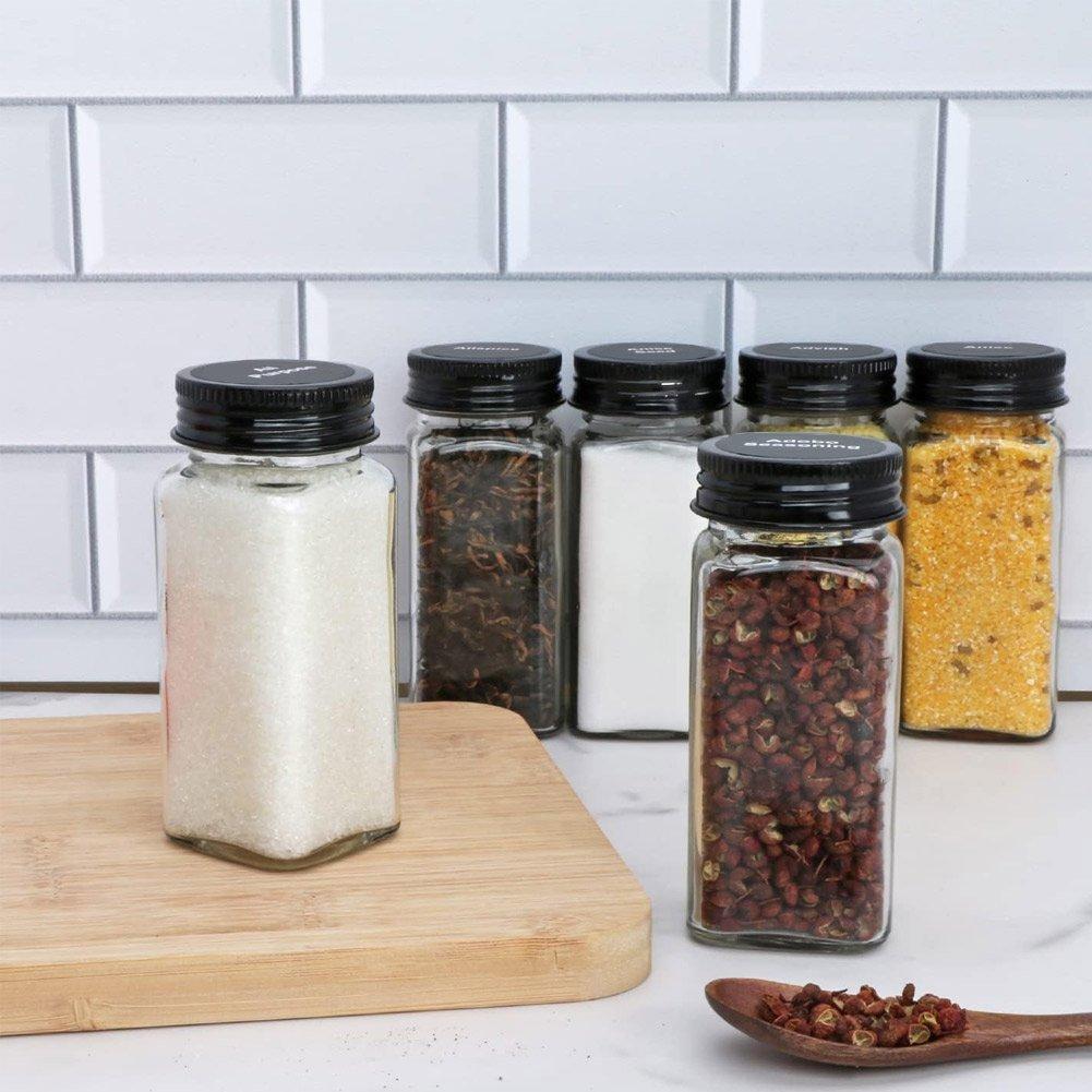 Life Ideas  24Pcs Glass Spice Jars With Metal Lids - Clear