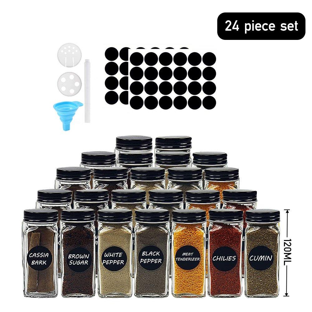 Clear - LIFE IDEAS - 24Pcs Glass Spice Jars with Metal Lids - 5