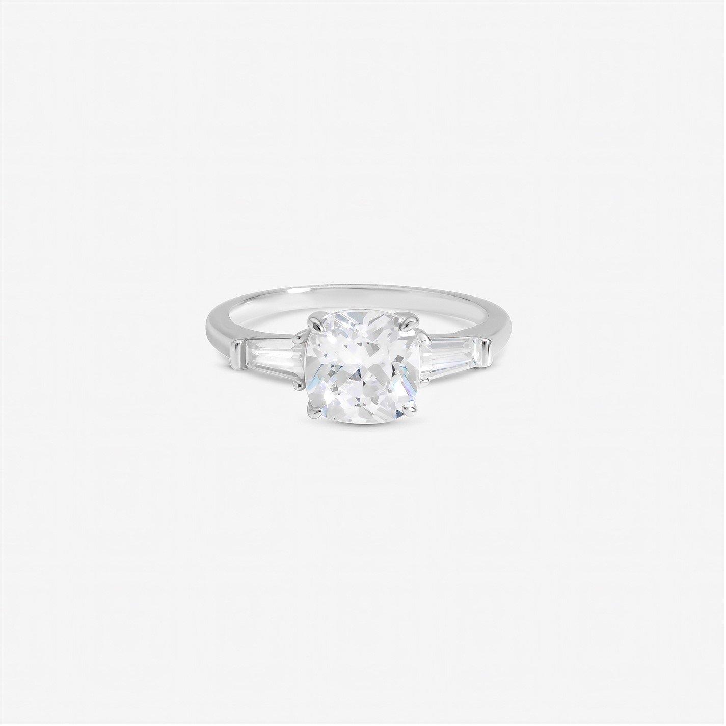 Inicio Women's Sterling Engagement Ring - Gift Pouch Silver - M