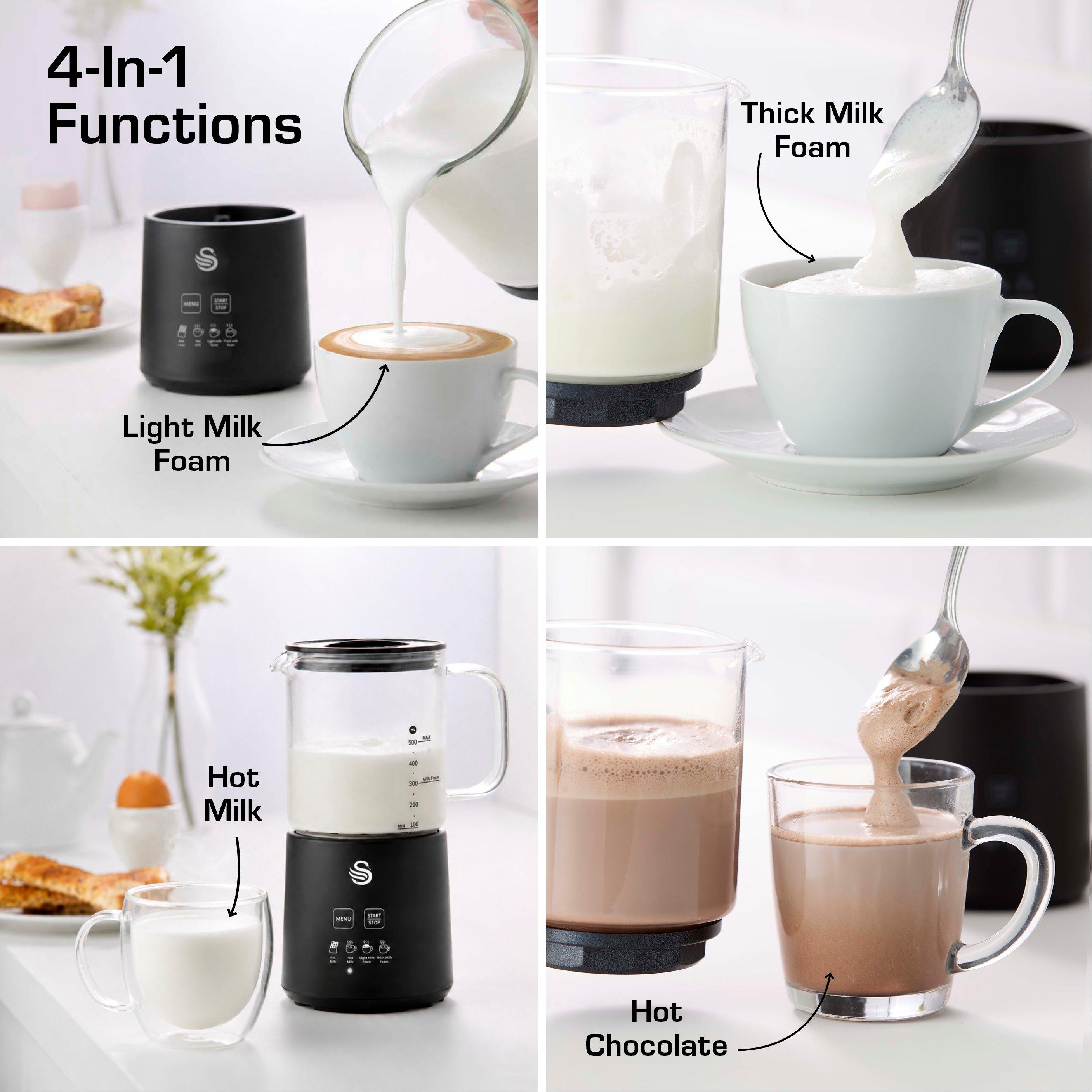 Black - Swan - 4-in-1 Glass Milk Frother and Hot Chocolate Maker Black - 3
