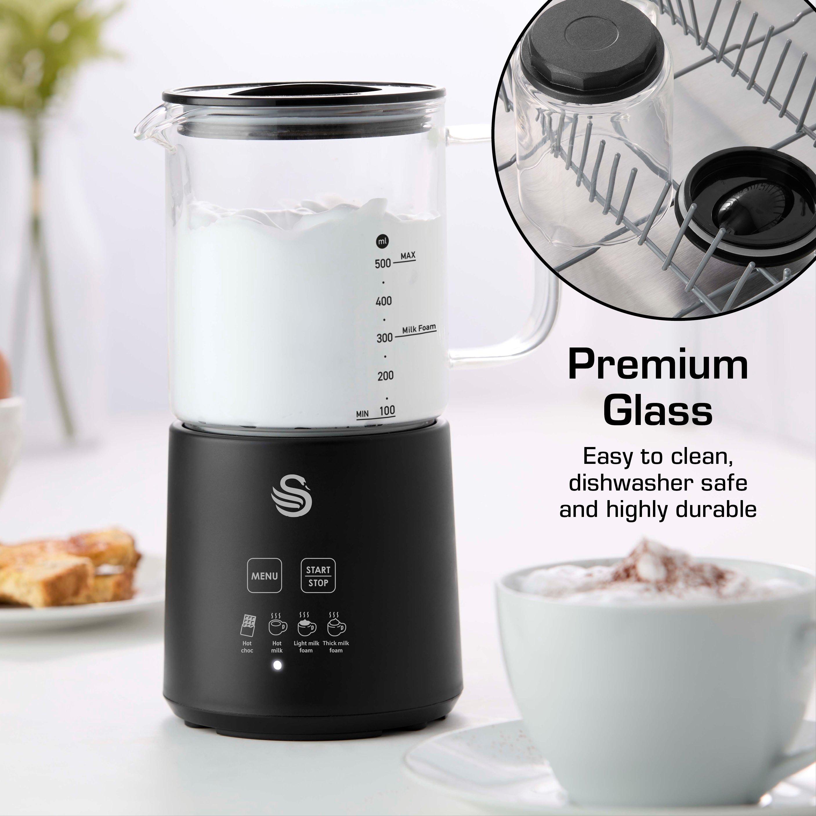 Black - Swan - 4-in-1 Glass Milk Frother and Hot Chocolate Maker Black - 5