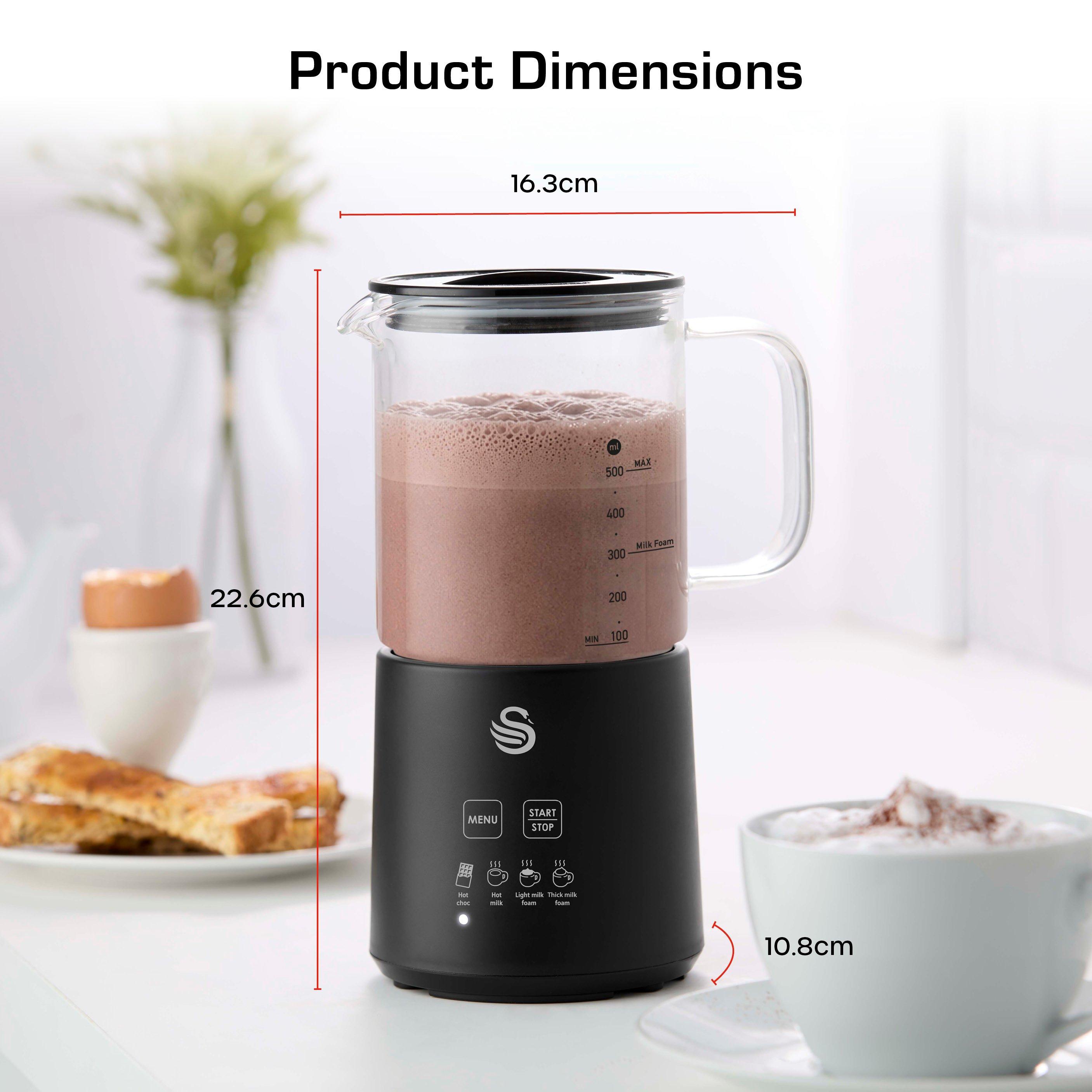 Black - Swan - 4-in-1 Glass Milk Frother and Hot Chocolate Maker Black - 6