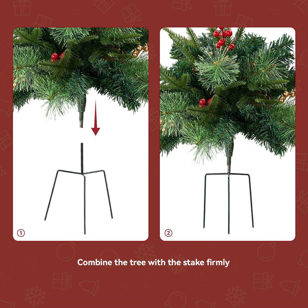 Green - LIFE IDEAS - Christmas Tree Ground Stake with Light and Timer - 5