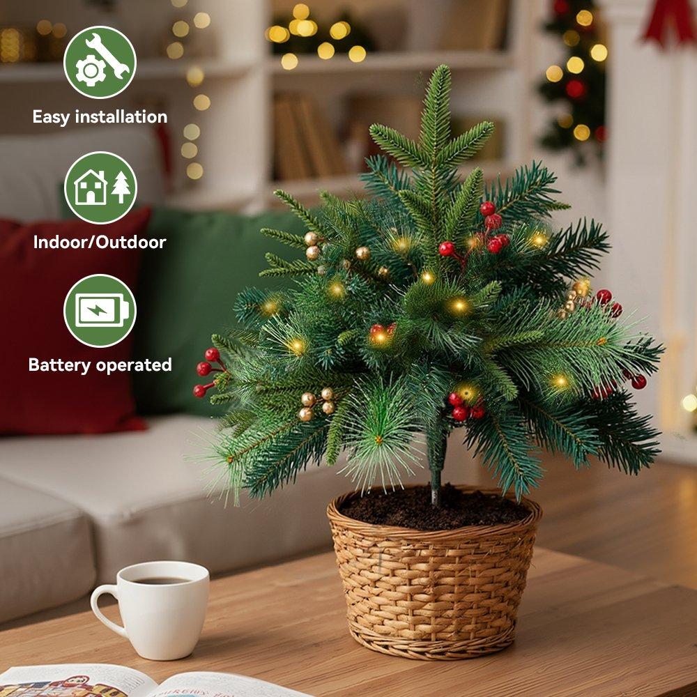 Green - LIFE IDEAS - Christmas Tree Ground Stake with Light and Timer - 7