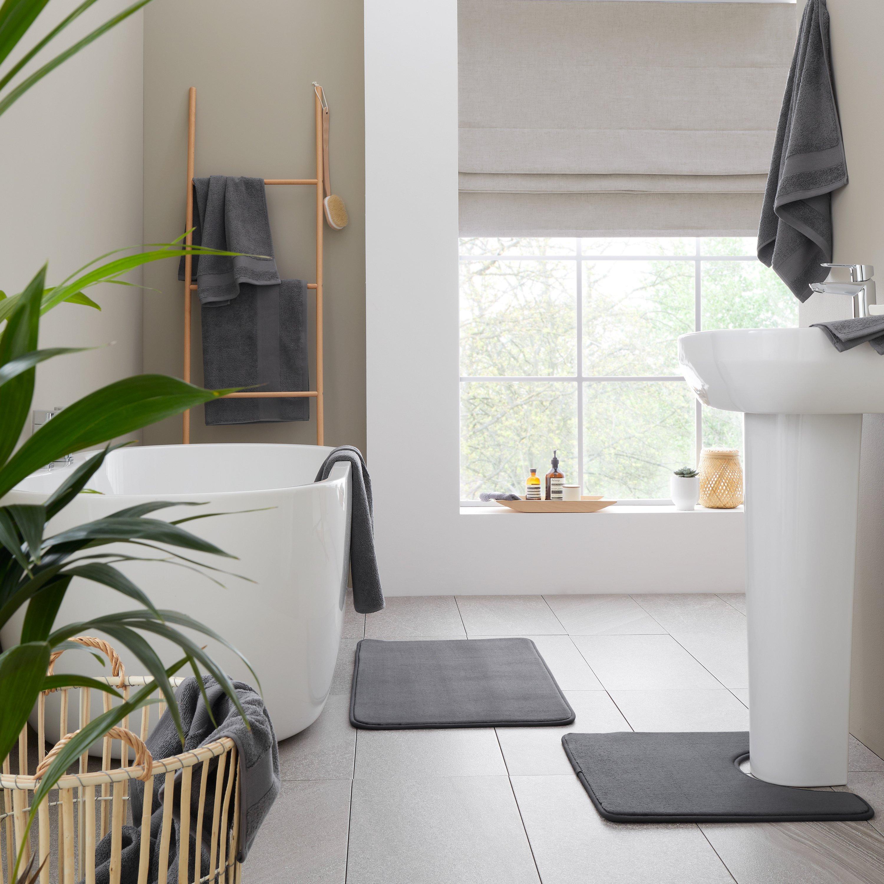 Charcoal Grey - Catherine Lansfield - Anti-Bacterial Cotton Bath Sheet Pair - 4