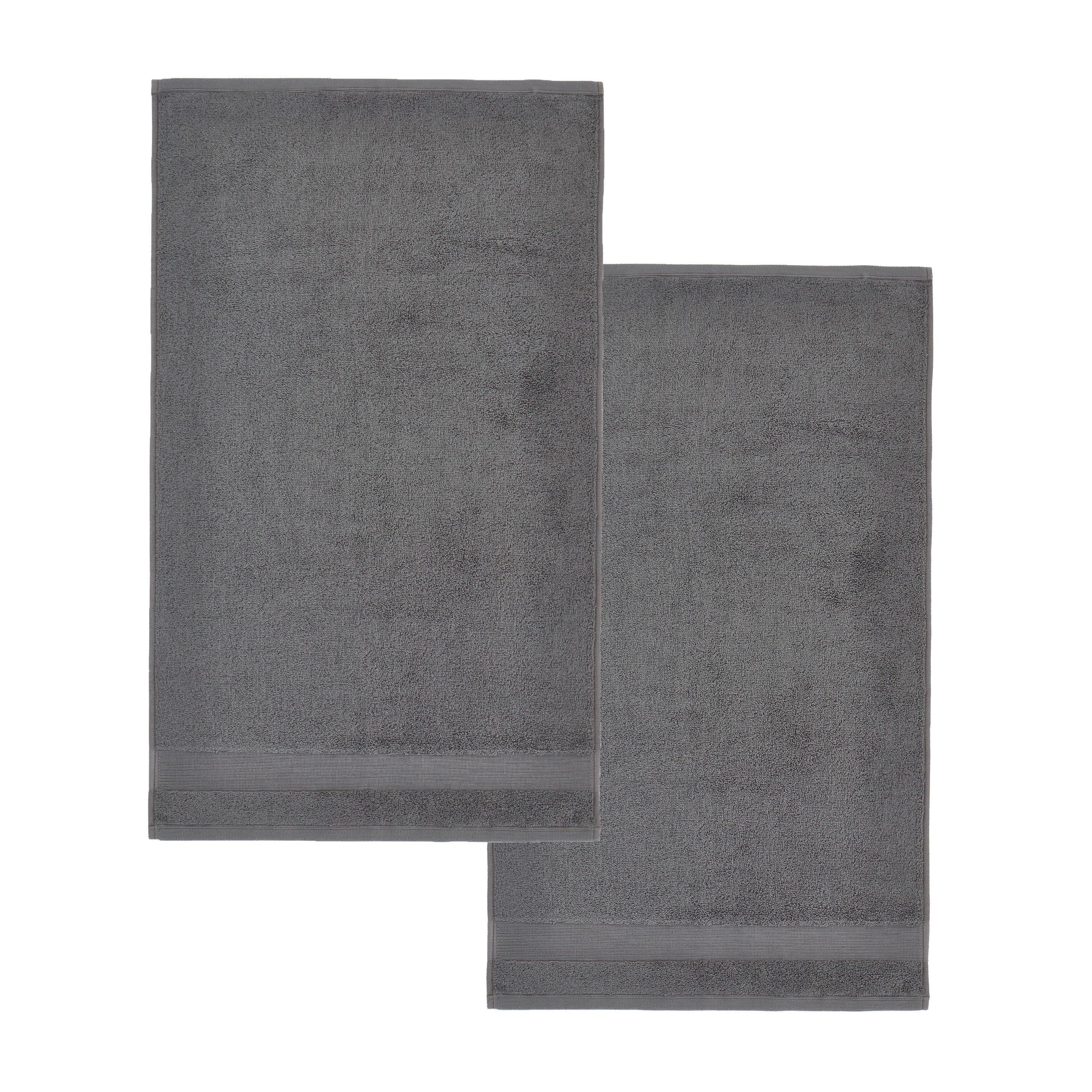 Charcoal Grey - Catherine Lansfield - Anti-Bacterial Cotton Bath Sheet Pair - 5