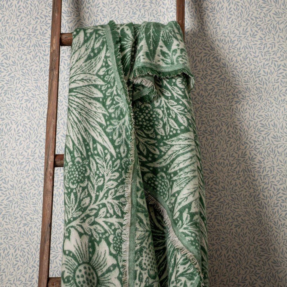 Leaf Green - Morris and Co - Marigold Jacquard Throw - 1
