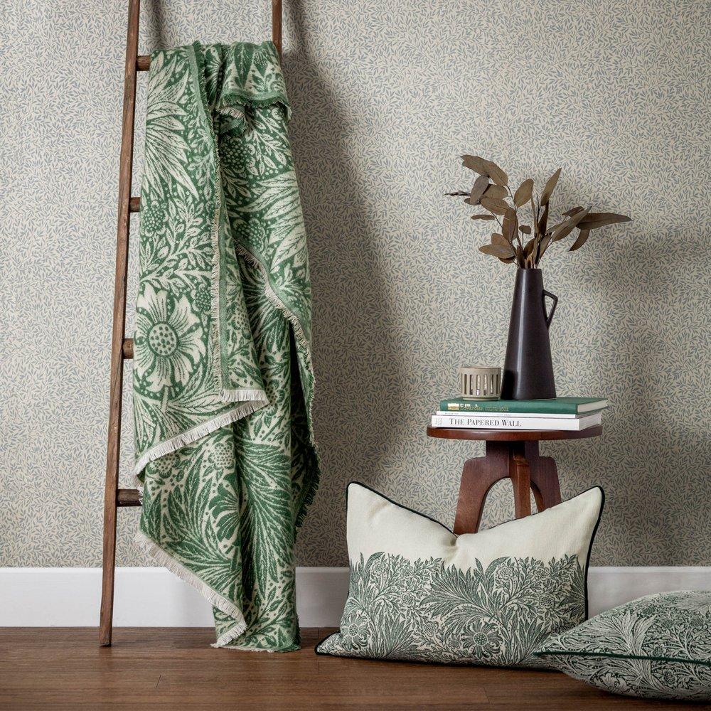 Leaf Green - Morris and Co - Marigold Jacquard Throw - 2