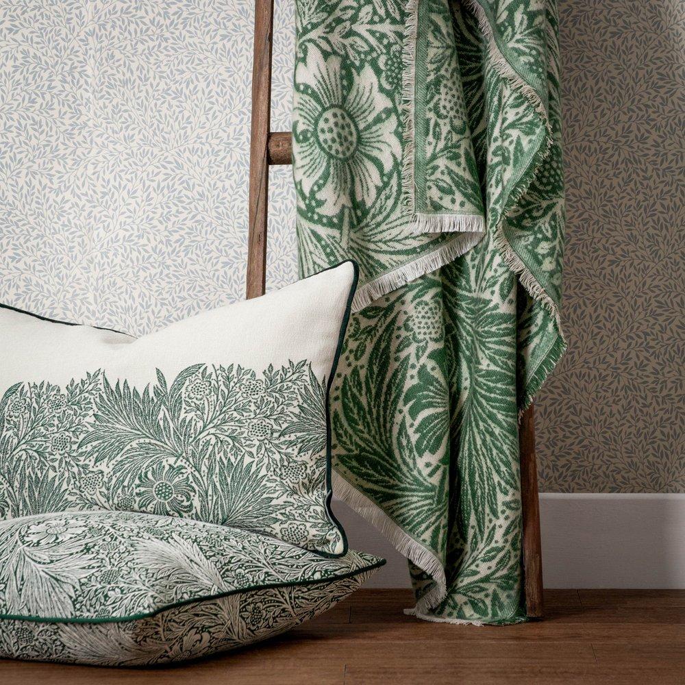 Leaf Green - Morris and Co - Marigold Jacquard Throw - 5