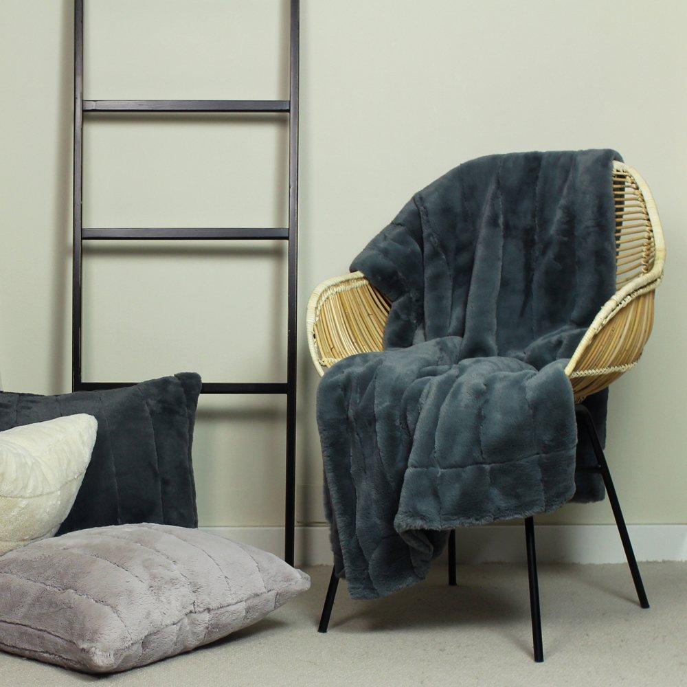 Charcoal - Paoletti - Empress Faux Fur Throw - 4
