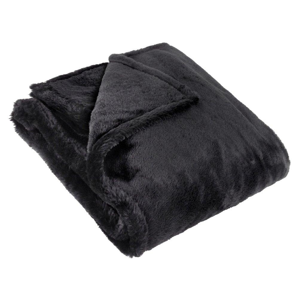 Furn  Kallu Double-Sided Faux-Fur Throw - Black - 130x180cm