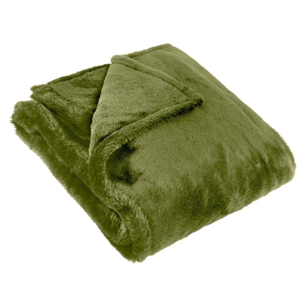 Furn  Kallu Double-Sided Faux-Fur Throw - Olive - 130x180cm