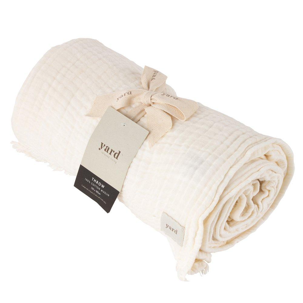 Yard  Lark Muslin Cotton Throw - White - 240x260cm