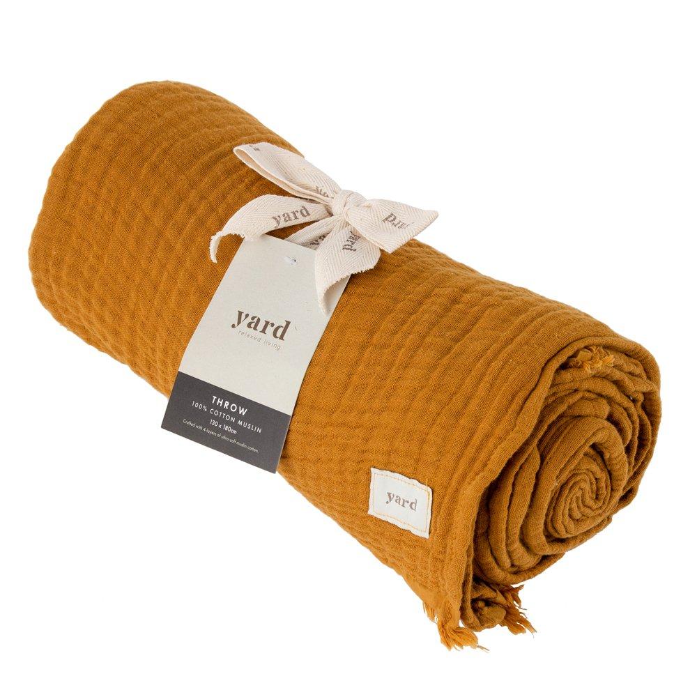 Yard  Lark Muslin Cotton Throw - Cumin - 240x260cm