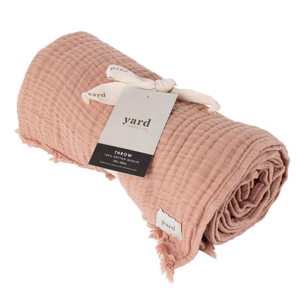 Pink Clay - Yard - Lark Muslin Cotton Throw - 1