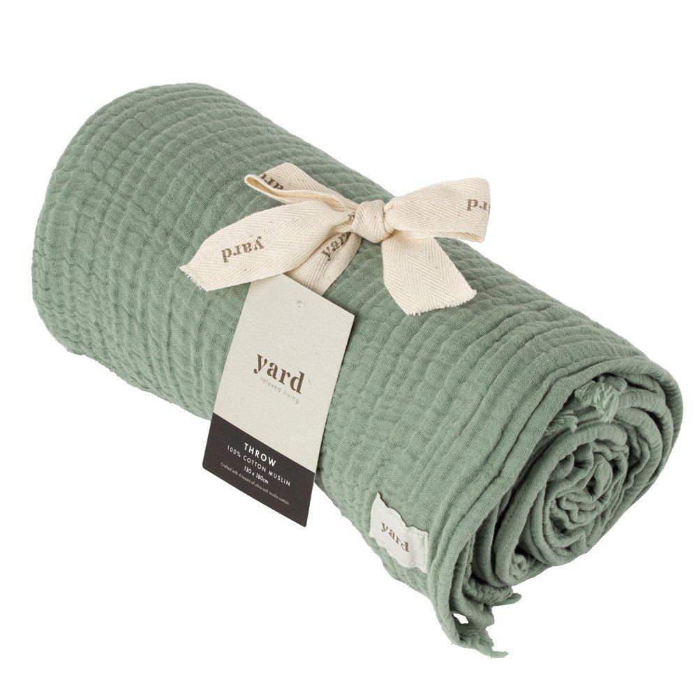 Yard  Lark Muslin Cotton Throw - Eucalyptus - 240x260cm