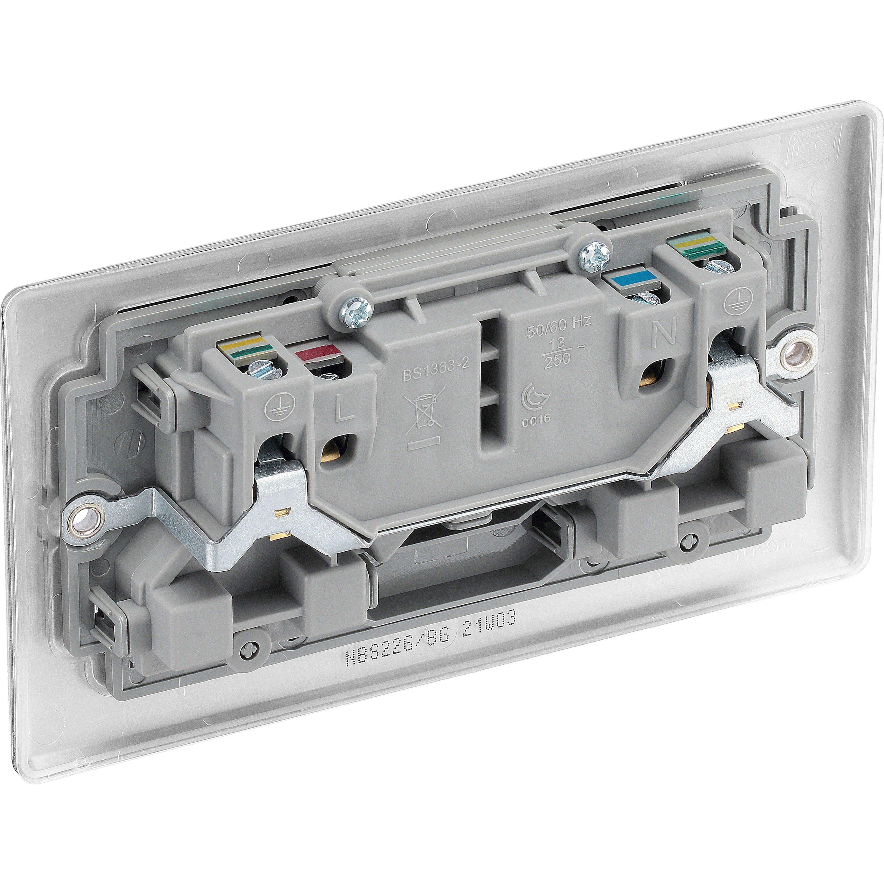 Brushed Steel - BG - BG Nexus Metal Double Socket Brushed Grey Insert - 2