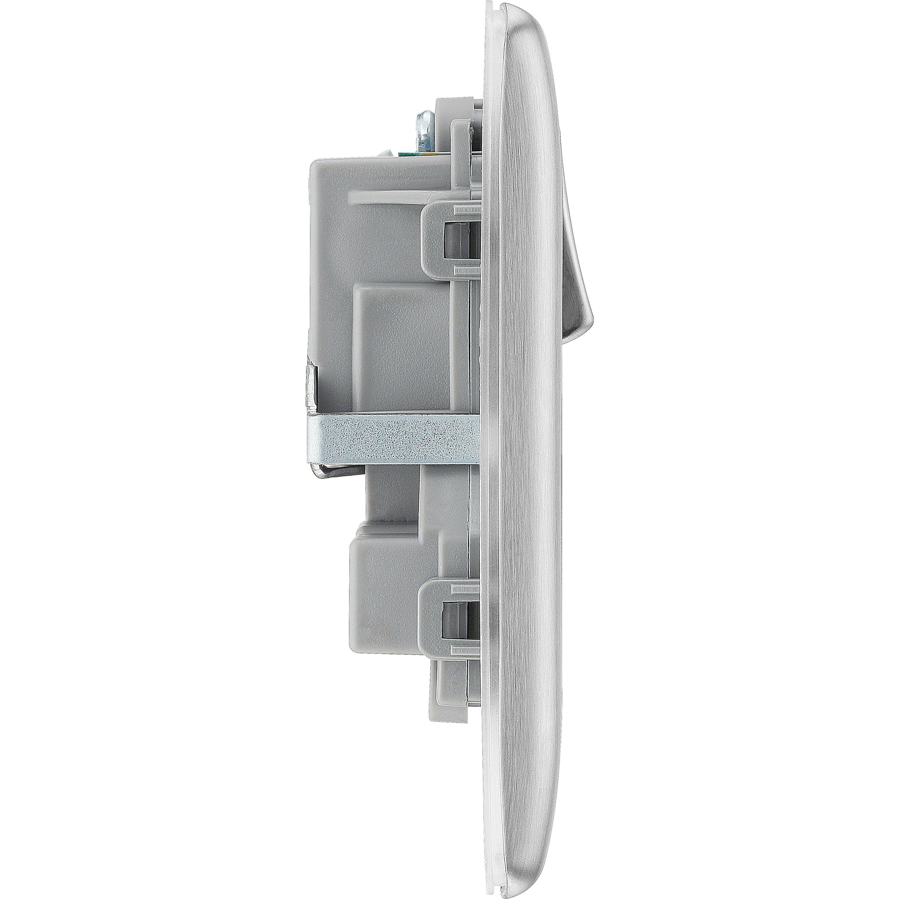 Brushed Steel - BG - BG Nexus Metal Double Socket Brushed Grey Insert - 3