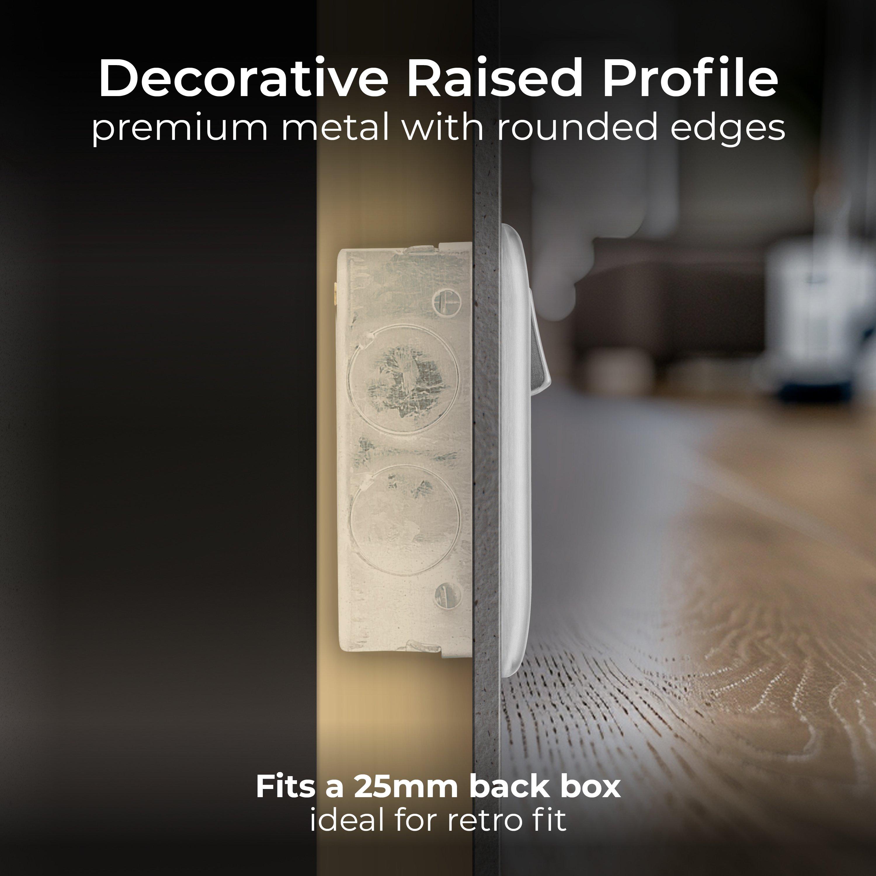 Brushed Steel - BG - BG Nexus Metal Double Socket Brushed Grey Insert - 5