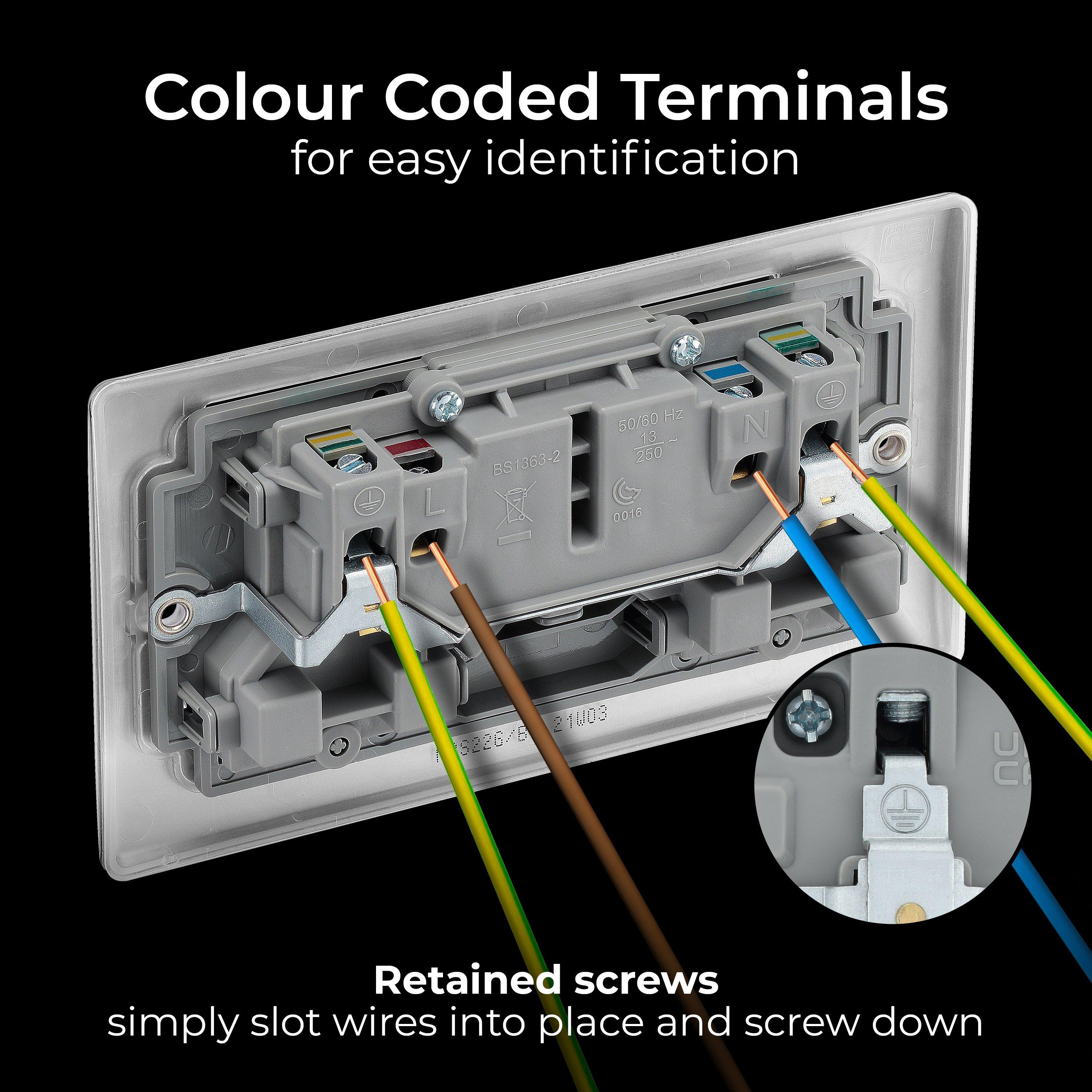 Brushed Steel - BG - BG Nexus Metal Double Socket Brushed Grey Insert - 6