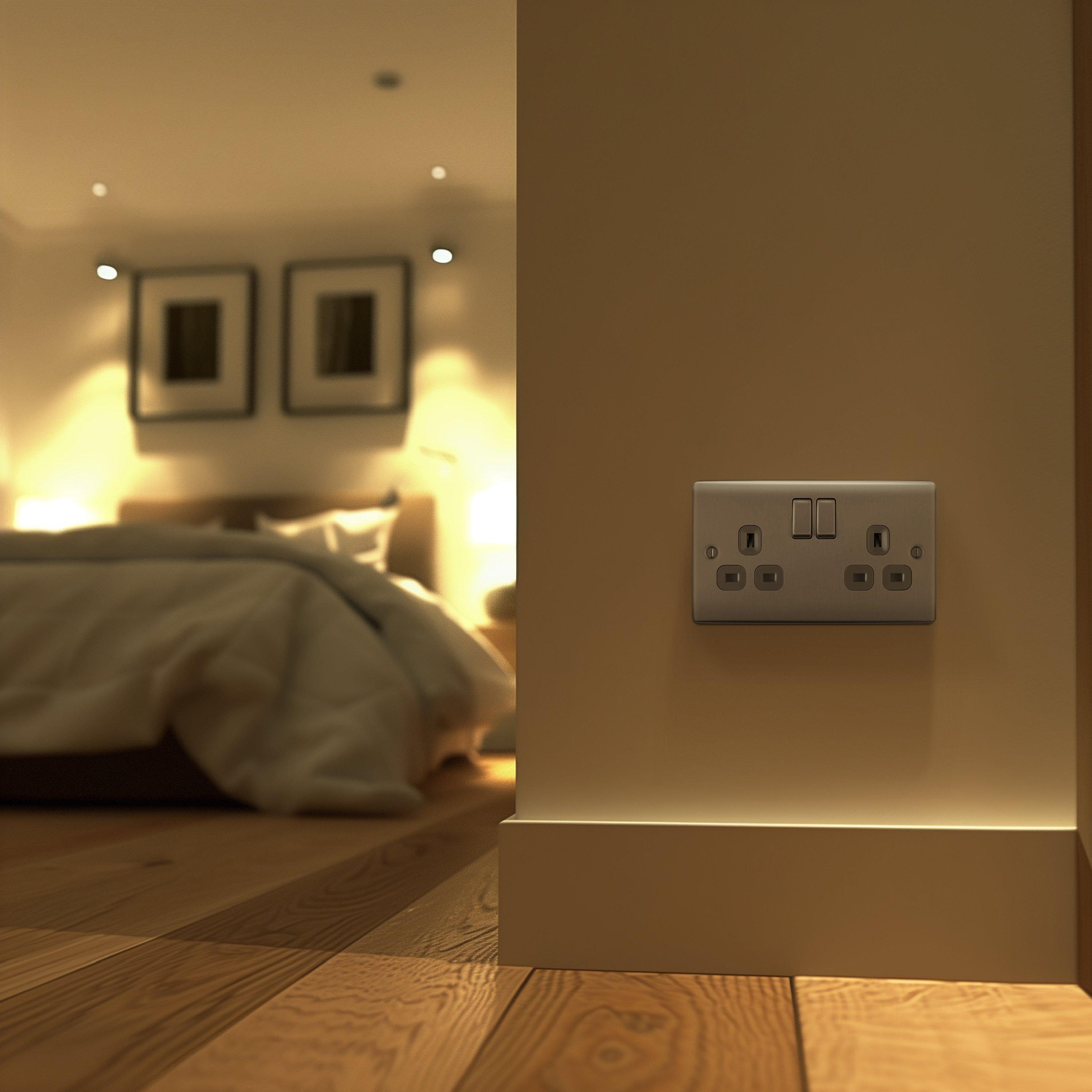 Brushed Steel - BG - BG Nexus Metal Double Socket Brushed Grey Insert - 7