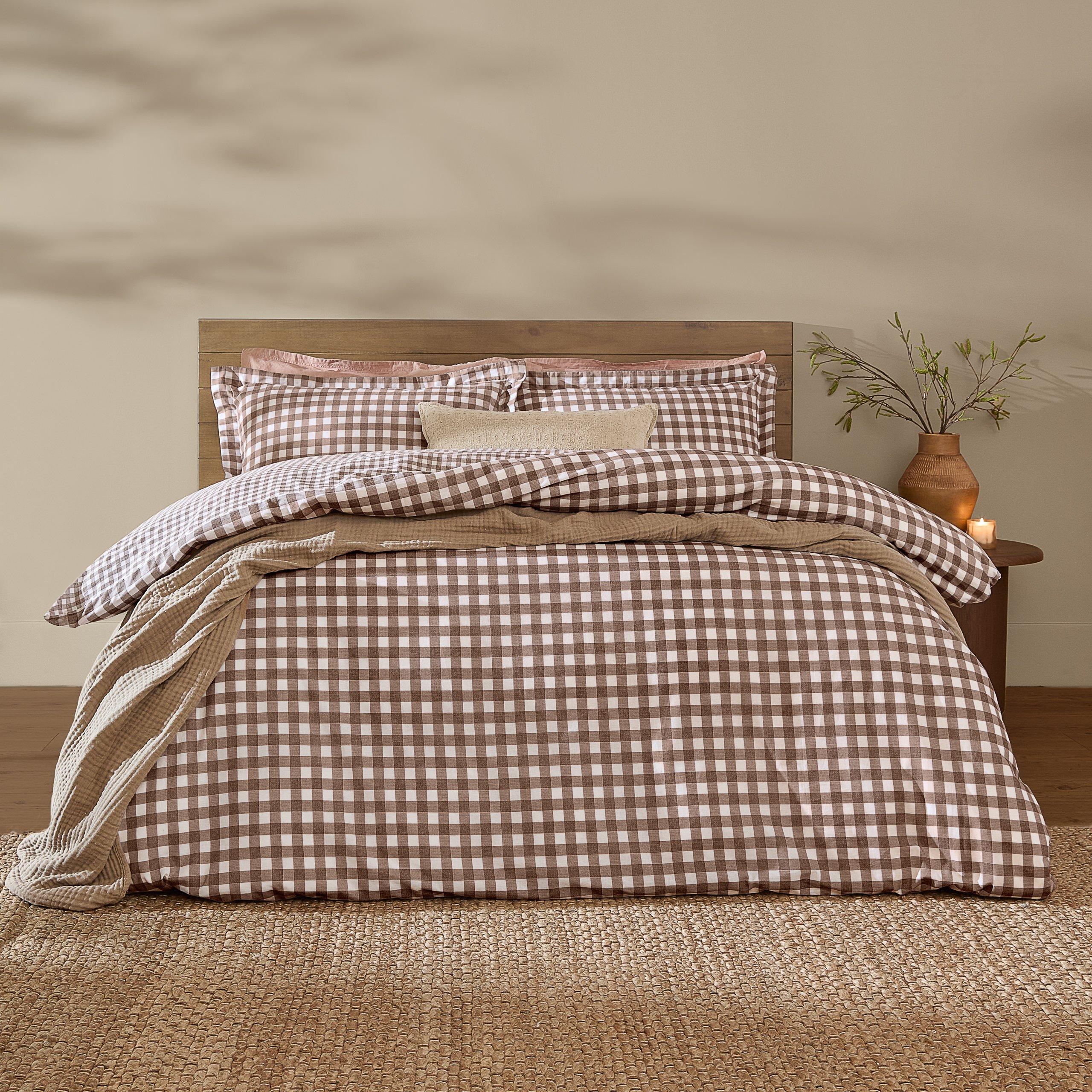 Chocolate - Yard - Barton Gingham Check Duvet Set - 1