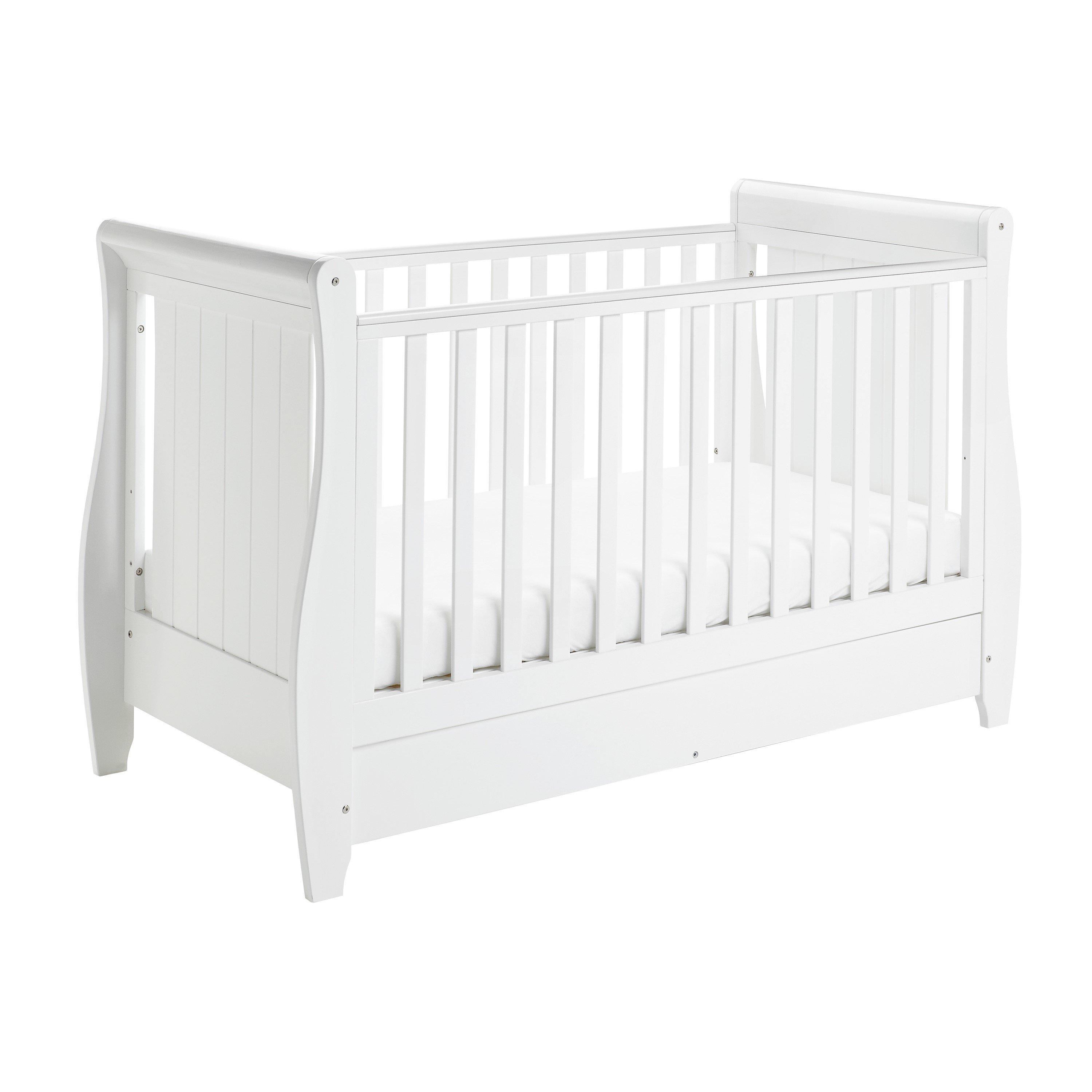Babymore  Newborn Stella Sleigh Cot Bed - White - 161x76x100