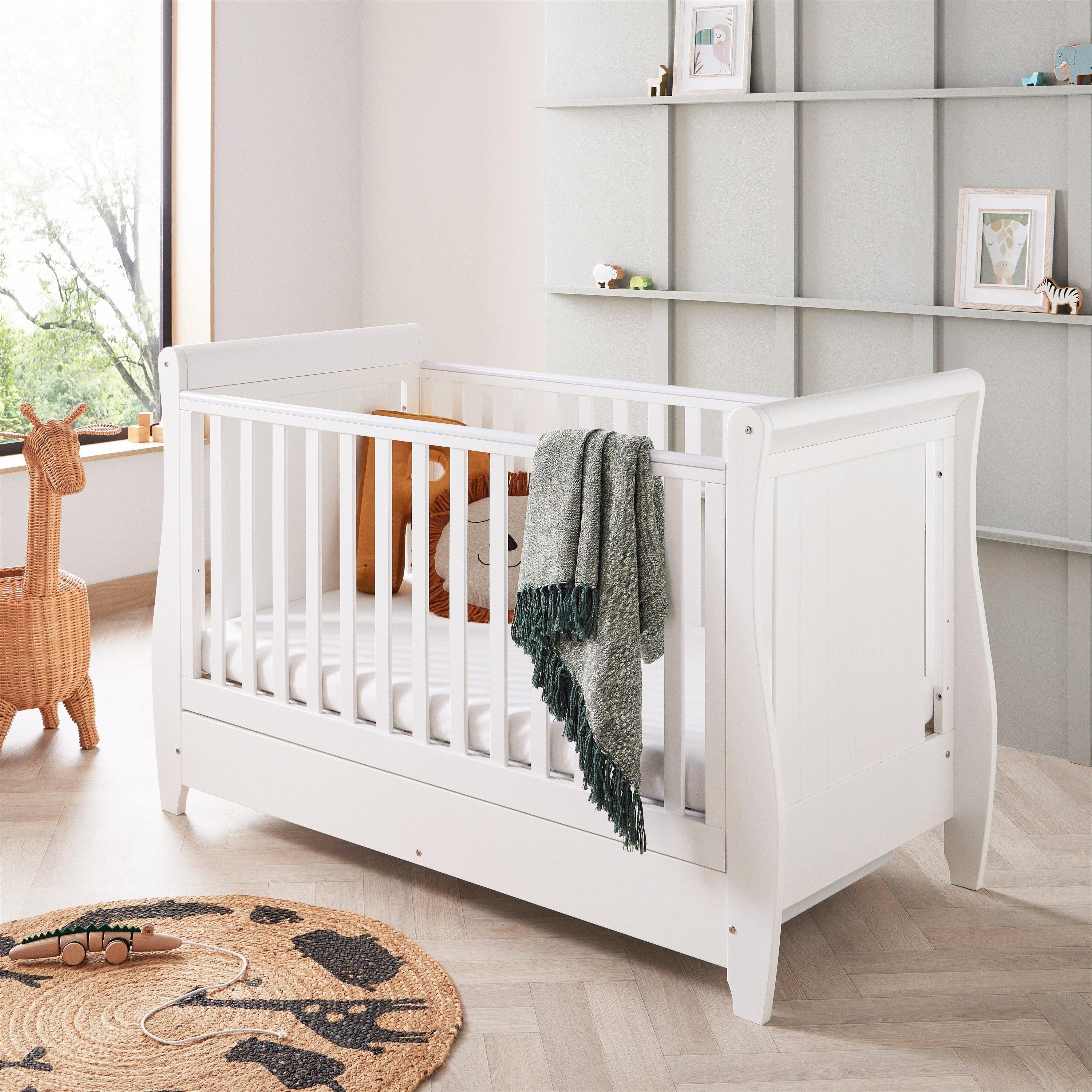 White - Babymore - Babymore Stella Sleigh Cot Bed - White - 2