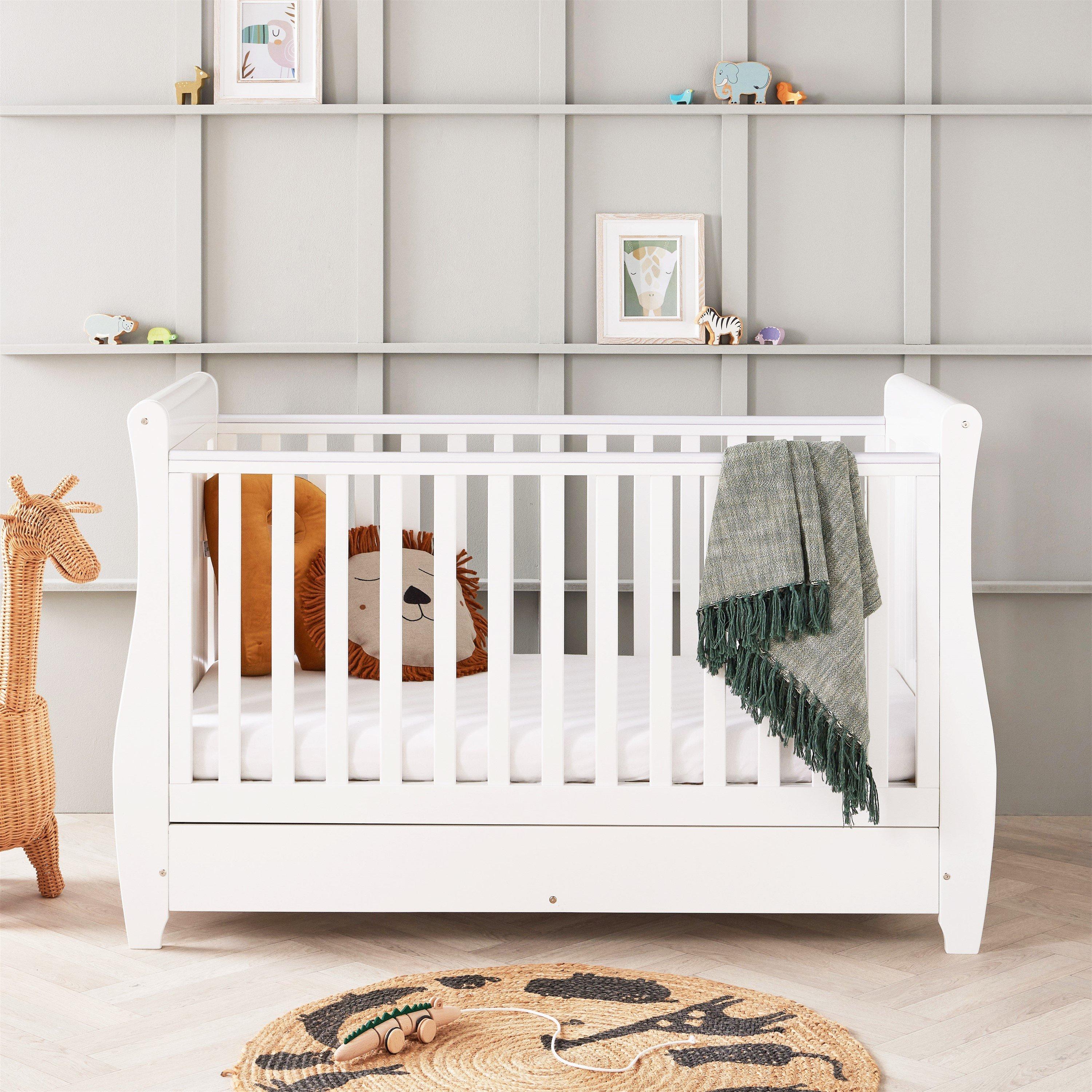 White - Babymore - Babymore Stella Sleigh Cot Bed - White - 3