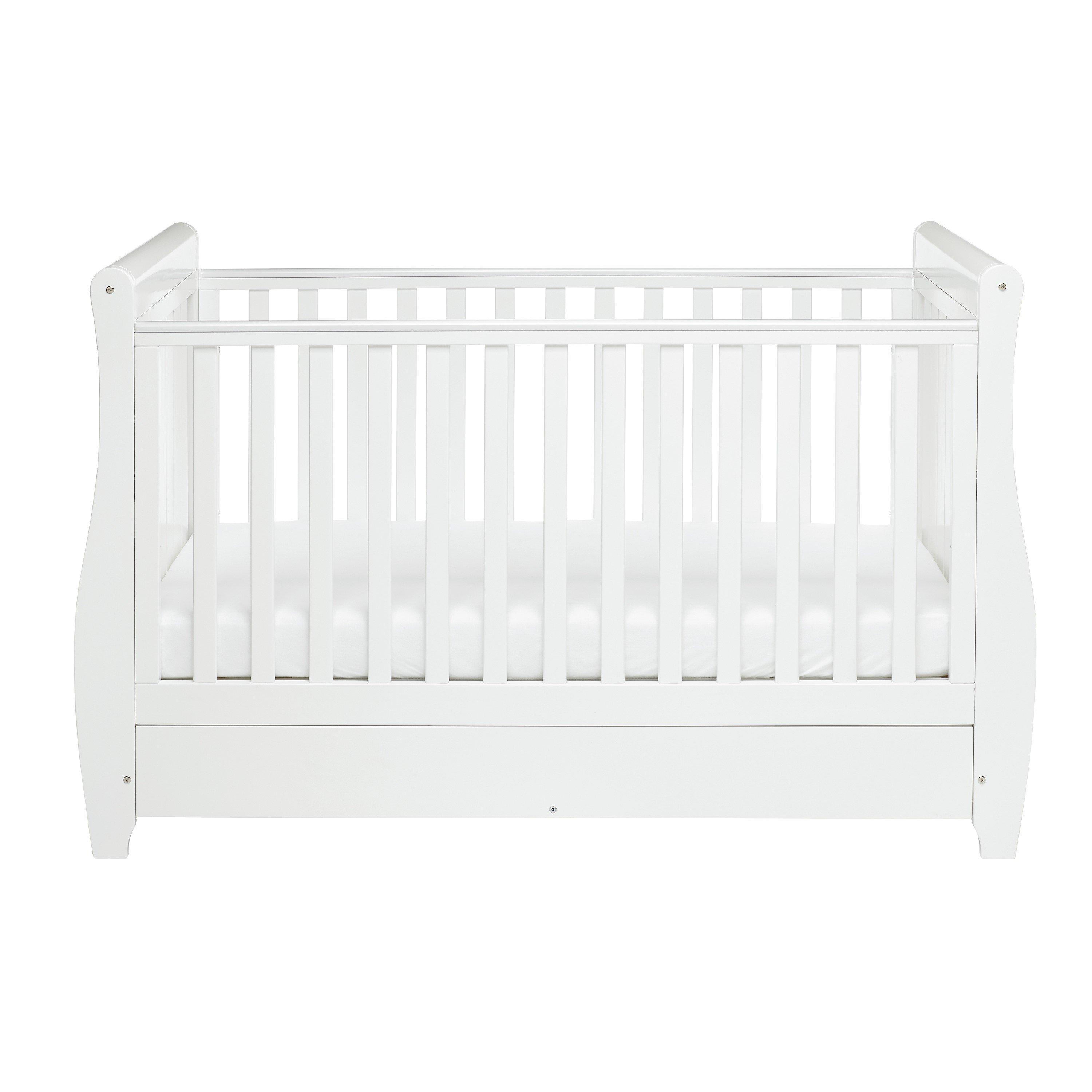 White - Babymore - Babymore Stella Sleigh Cot Bed - White - 6