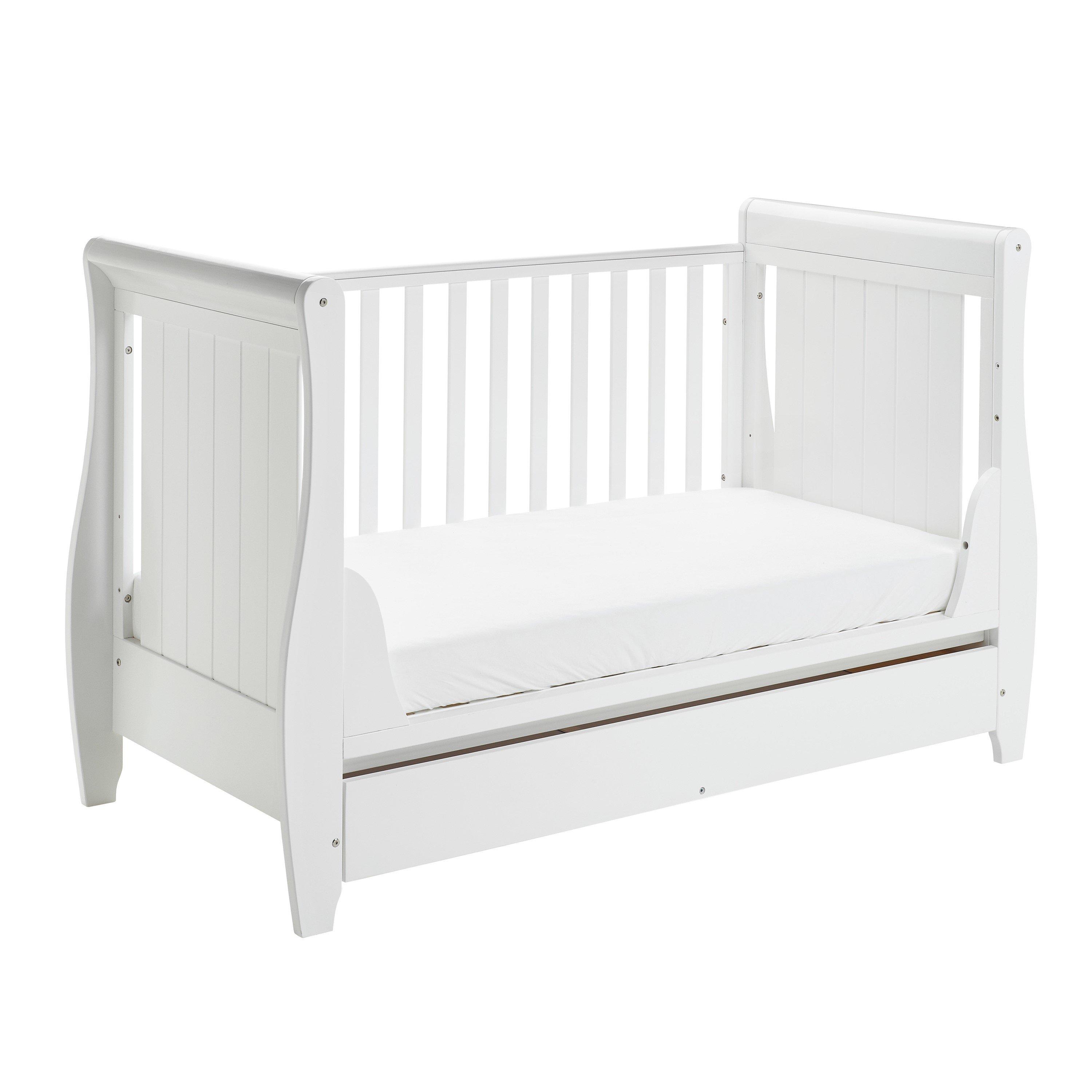 White - Babymore - Babymore Stella Sleigh Cot Bed - White - 7