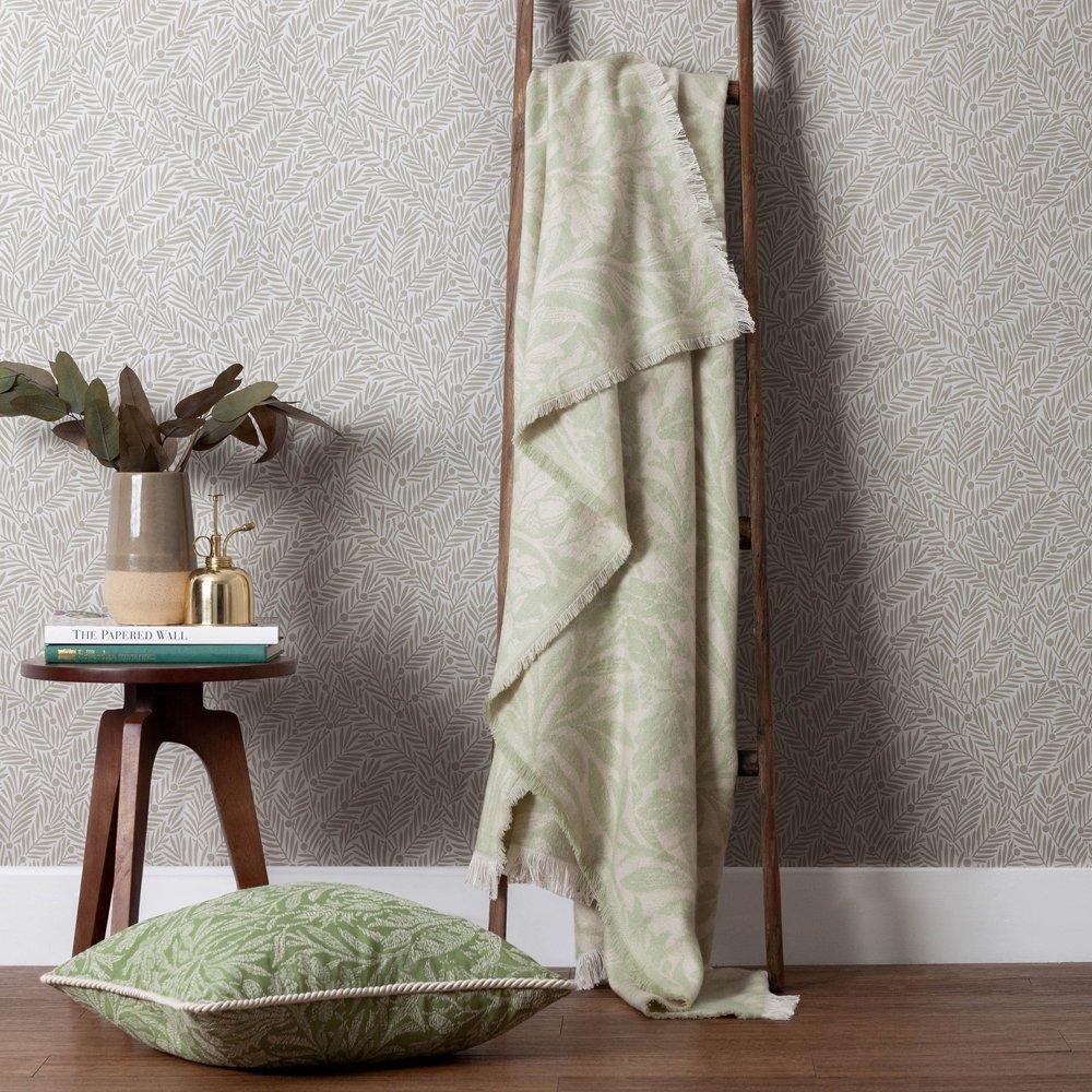 Sage - Morris and Co - Acorn Tonal Jacquard Throw - 2