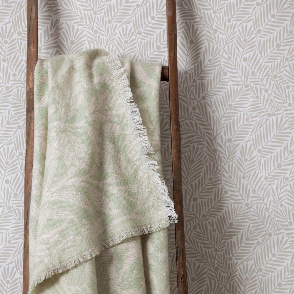 Sage - Morris and Co - Acorn Tonal Jacquard Throw - 5