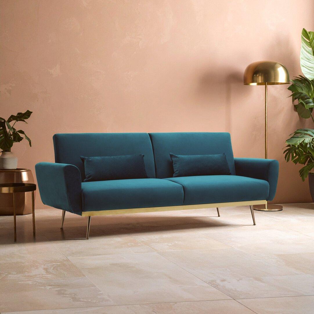 Interiors By Premier  Hatton Velvet Sofa Bed Green