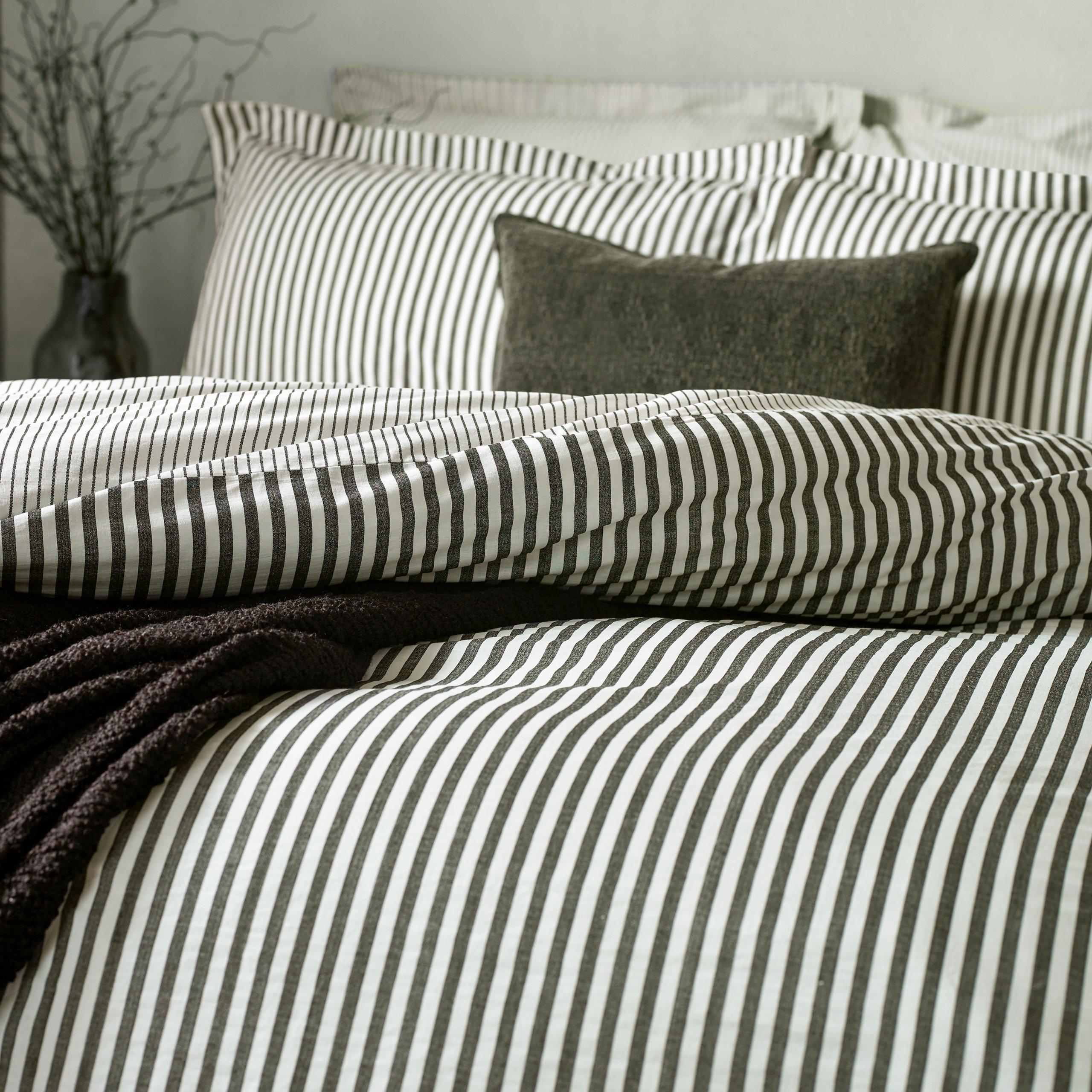 Black - Yard - Hebden Stripe 100% Cotton Duvet Set - 4