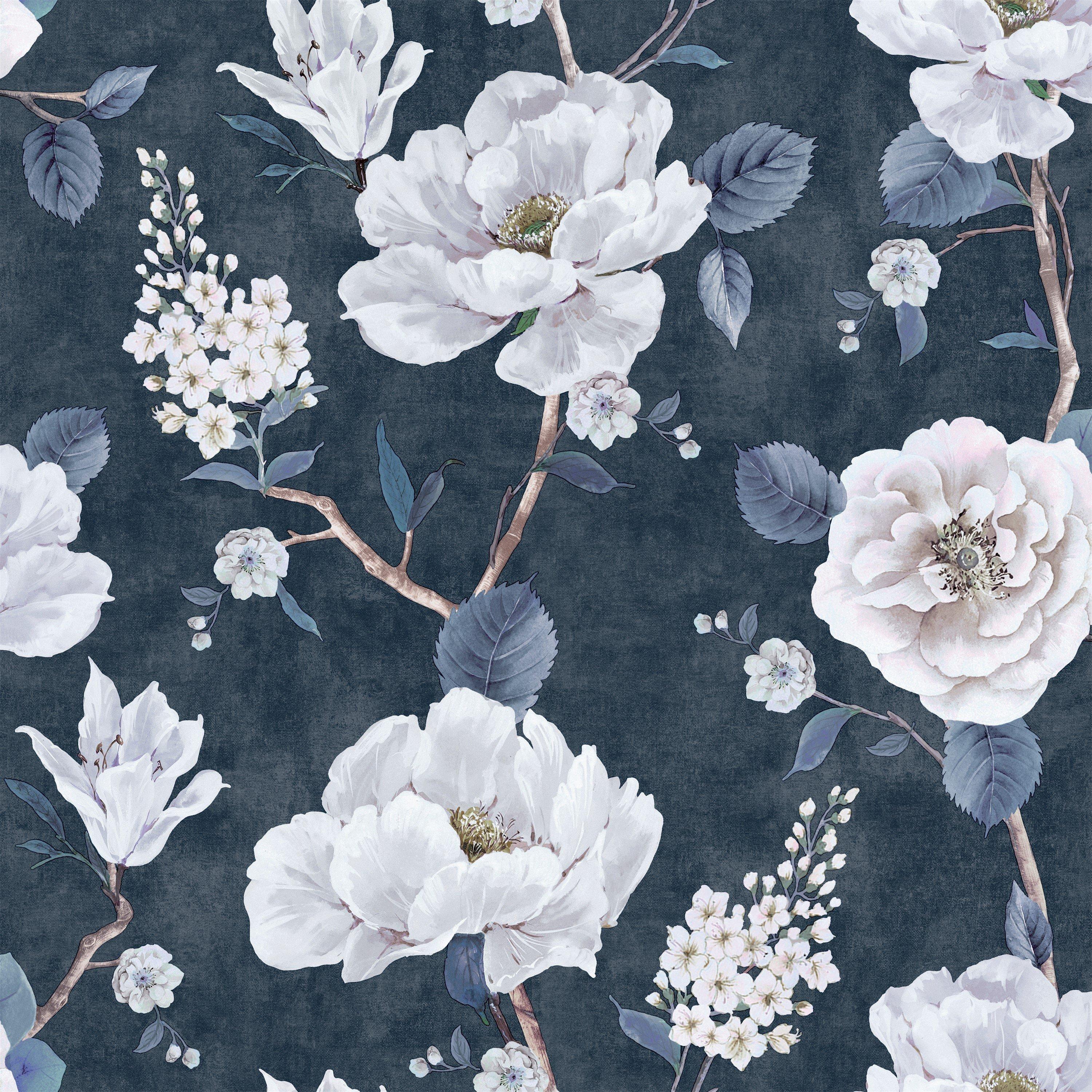 Arthouse  Ashley Floral Wallpaper Navy