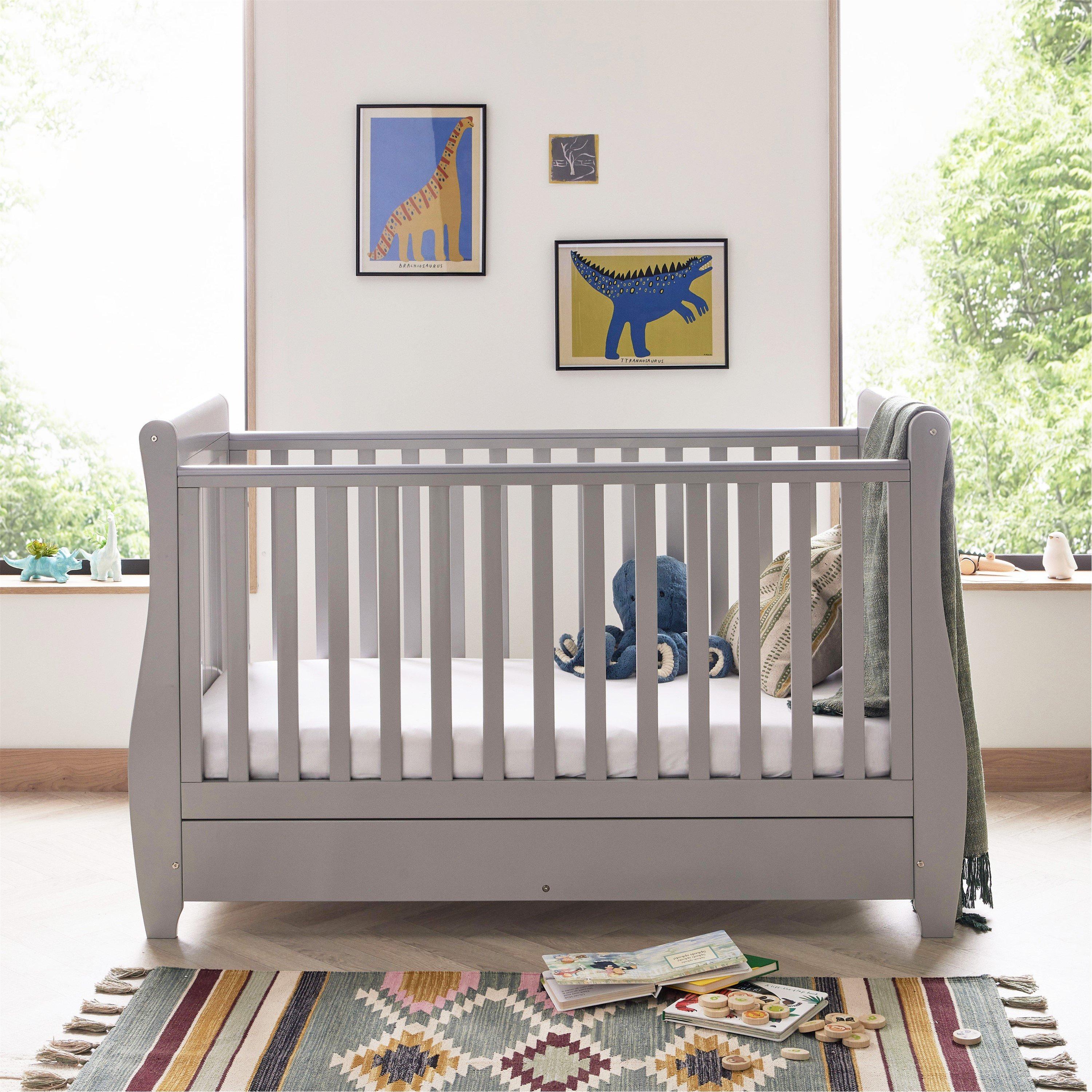 Grey - Babymore - Babymore Stella Sleigh Cot Bed - Grey - 3