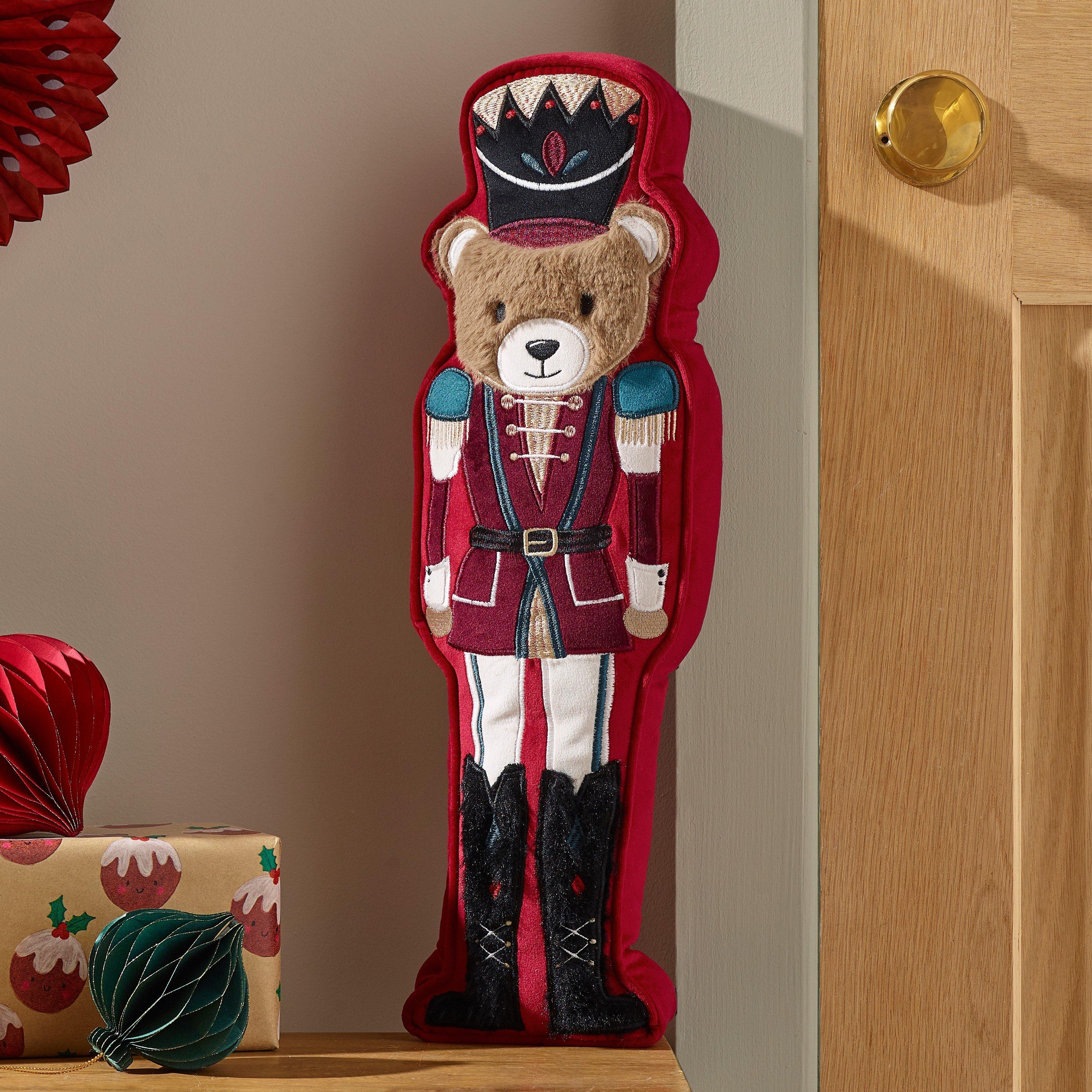 Red - Catherine Lansfield - Christmas Nutcracker Bear 3D Shaped Cushion - 1