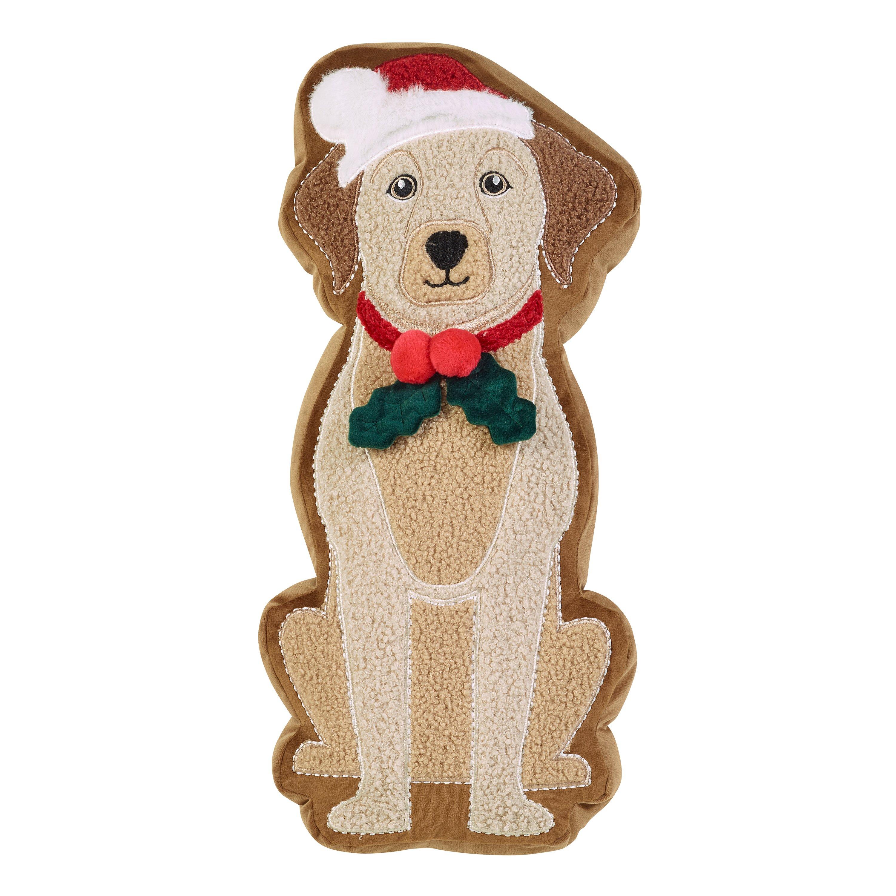 Cream / Red - Catherine Lansfield - Christmas Dog 3D Shaped Cushion - 3
