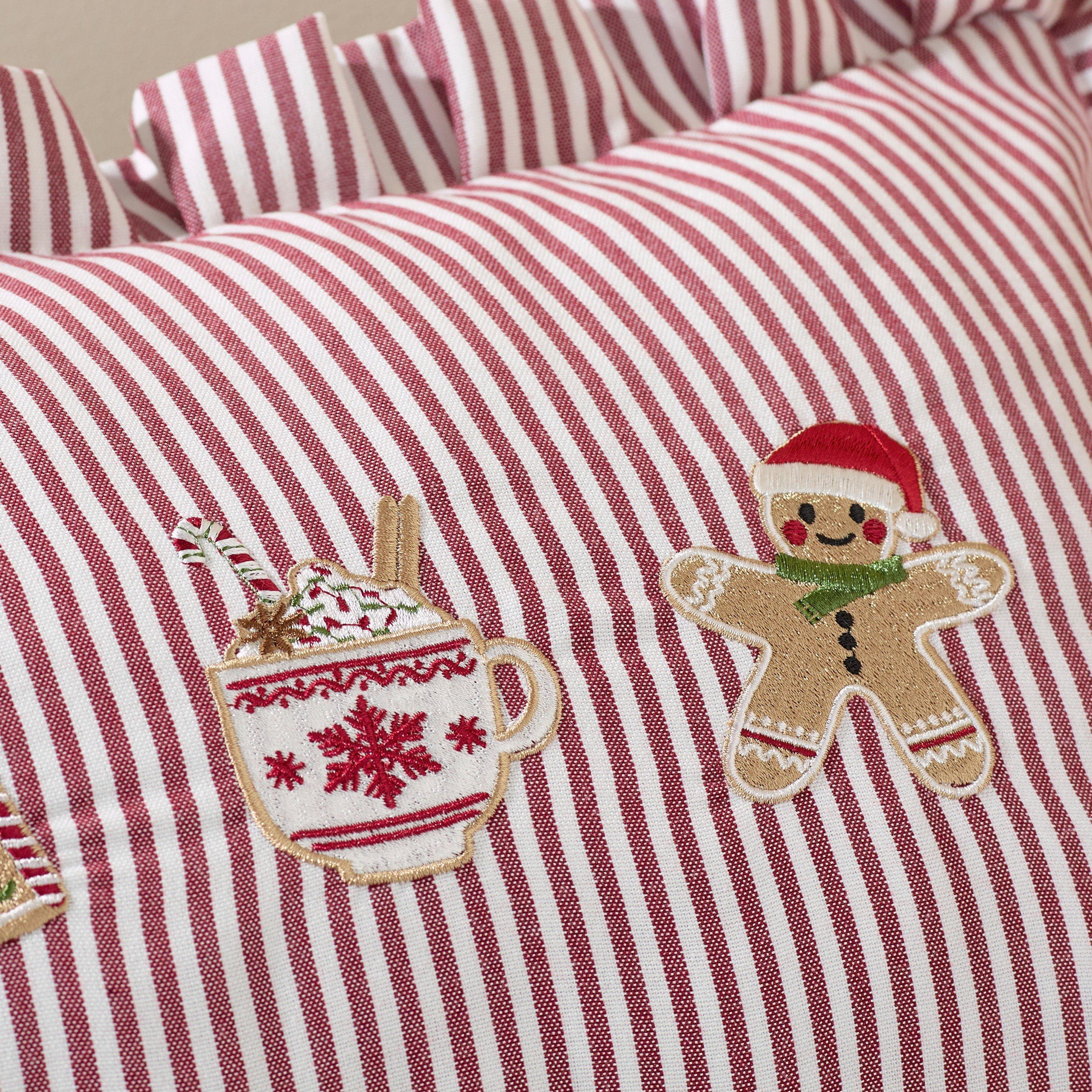 Natural - Catherine Lansfield - Christmas Gingerbread Stripe Cushion - 2