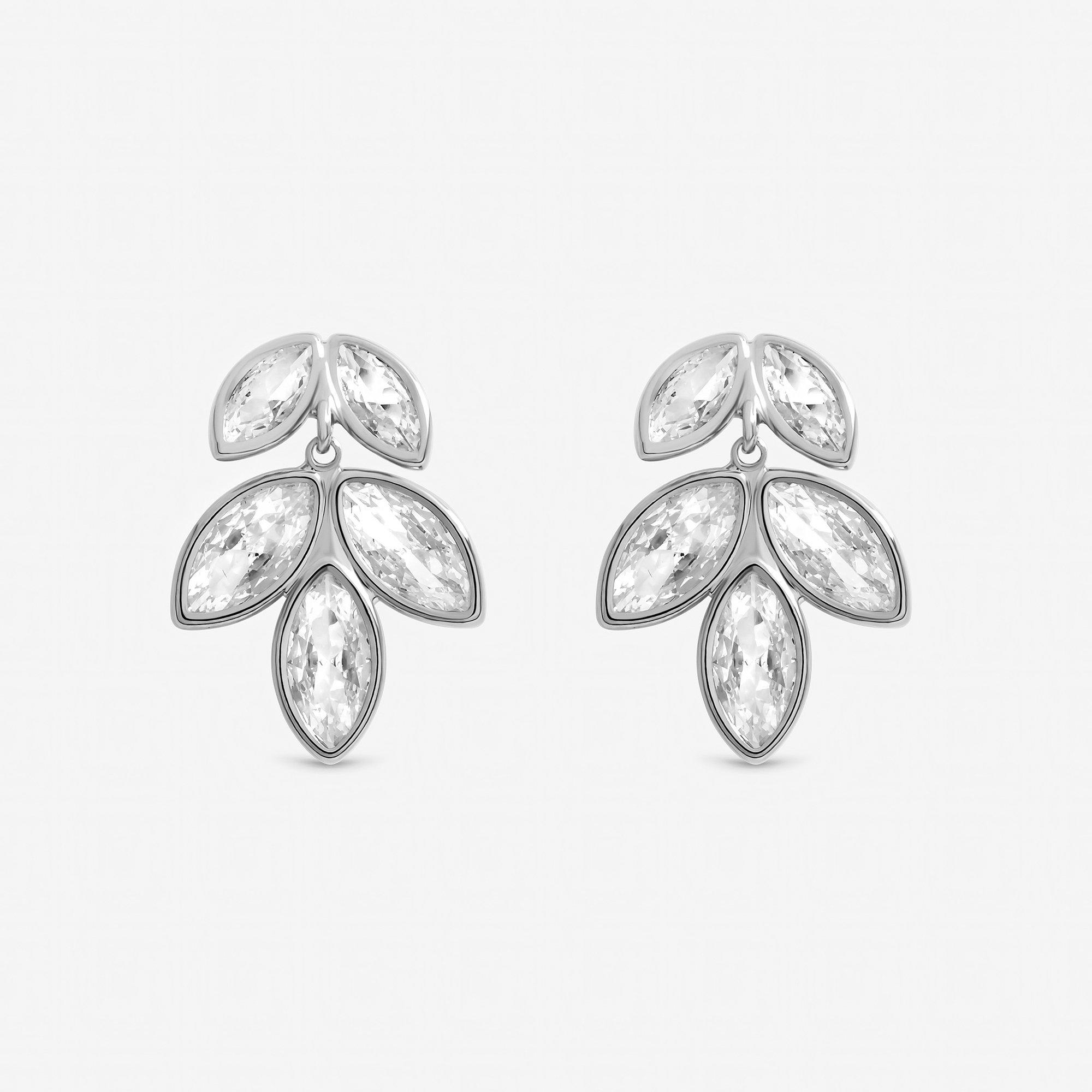 Silver - Inicio - Sterling Silver Plated Crystal Floral Earrings