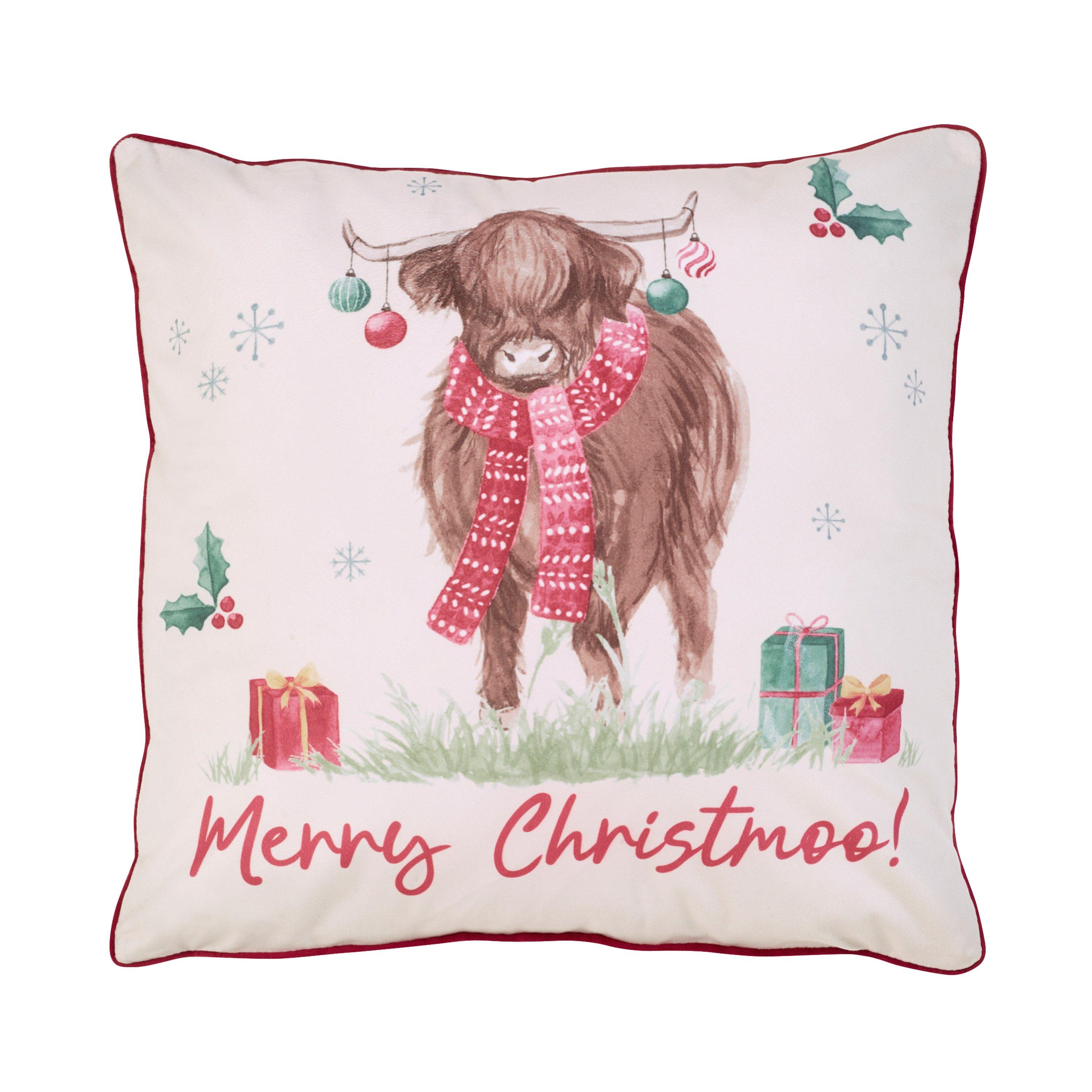 Natural - Catherine Lansfield - Merry Christmoo Soft Touch Cushion - 3