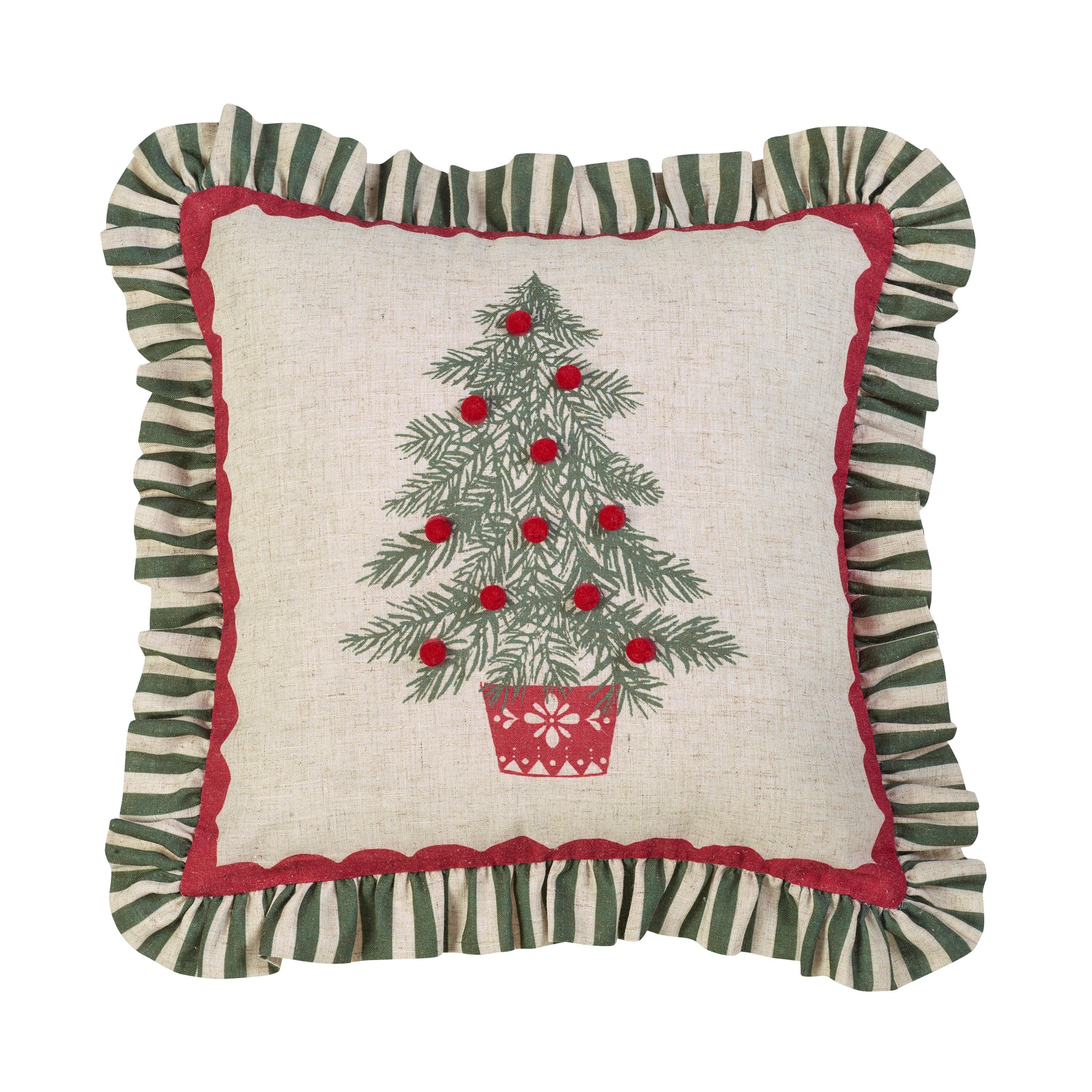 Green - Catherine Lansfield - Frilled Christmas Tree Cushion - 3