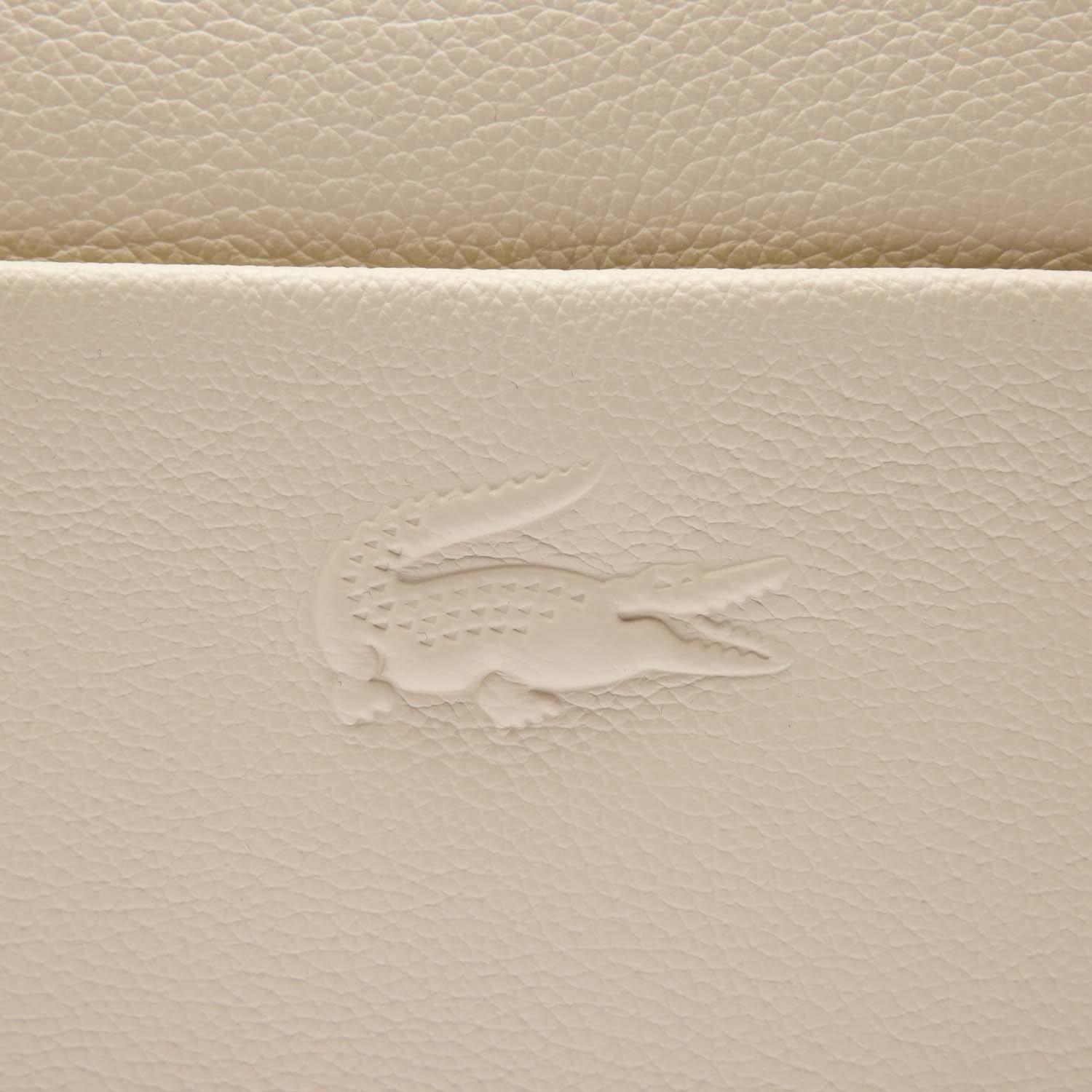 White - Lacoste - City Court Grain Leather Shoulder Bag - 4