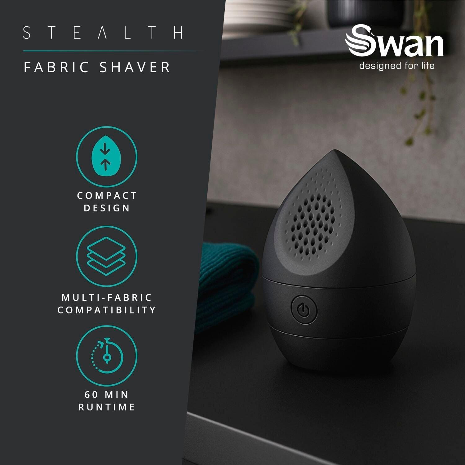Matte Black - Swan - Rechargeable Fabric Shaver USB-C Charging Black - 2