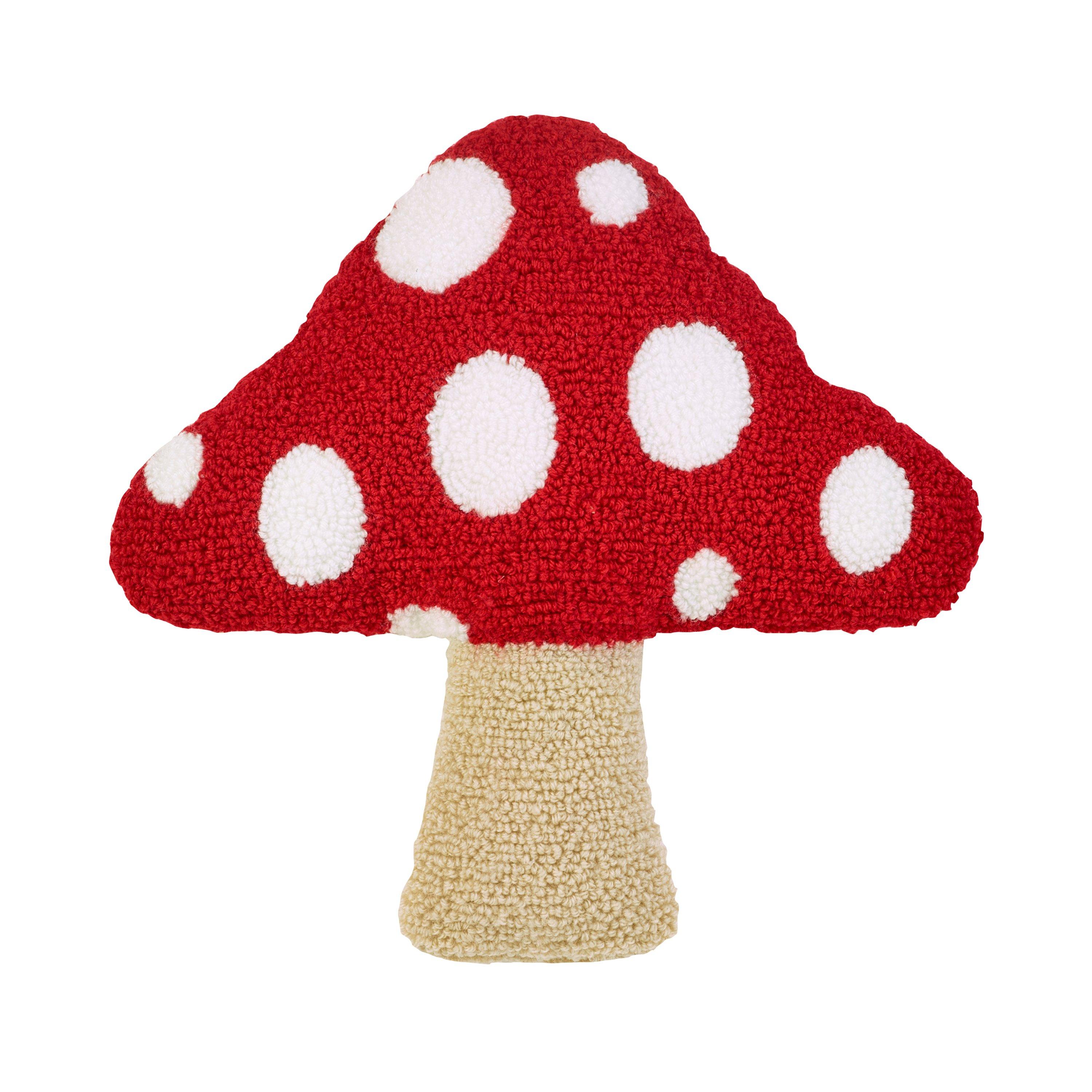 Red - Catherine Lansfield - Woodland Crochet Mushroom 3D Shaped Cushion - 3